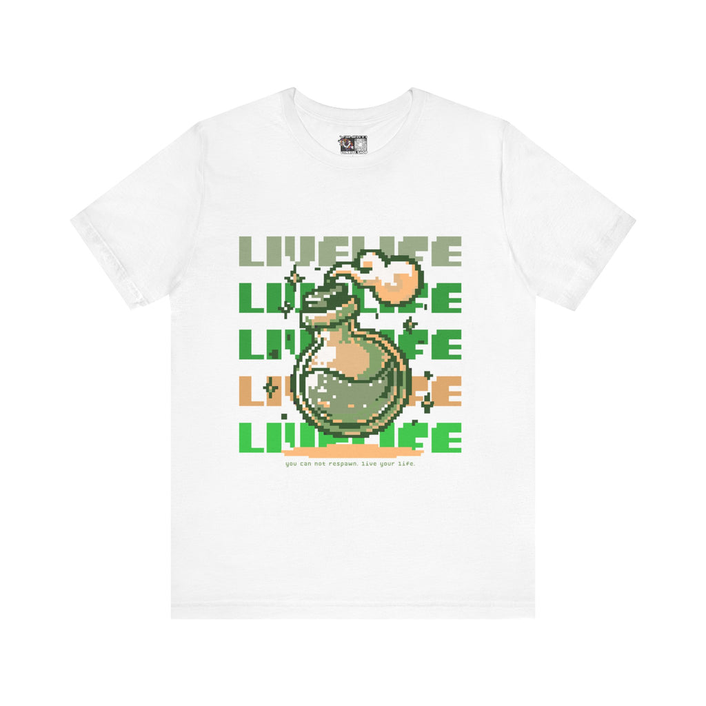Live Life Pixel Frog Graphic Tee — Retro Gaming Nature T-Shirt