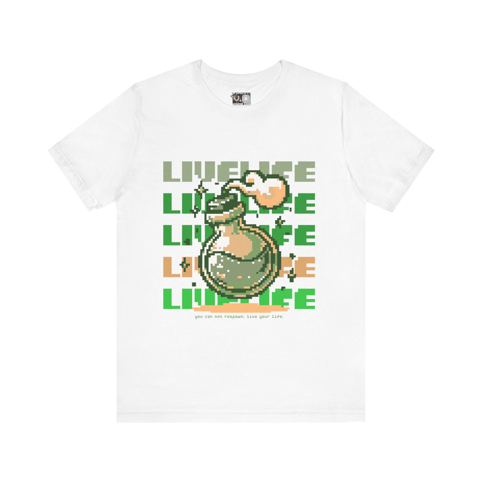 Live Life Pixel Frog Graphic Tee — Retro Gaming Nature T-Shirt