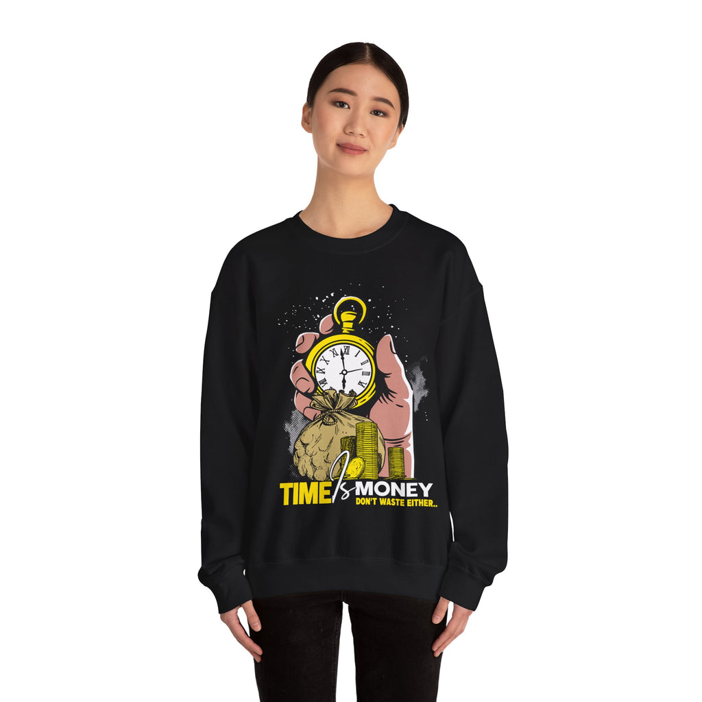 Time Is Money Crewneck Sweatshirt — Vintage Pocket Watch Graphic