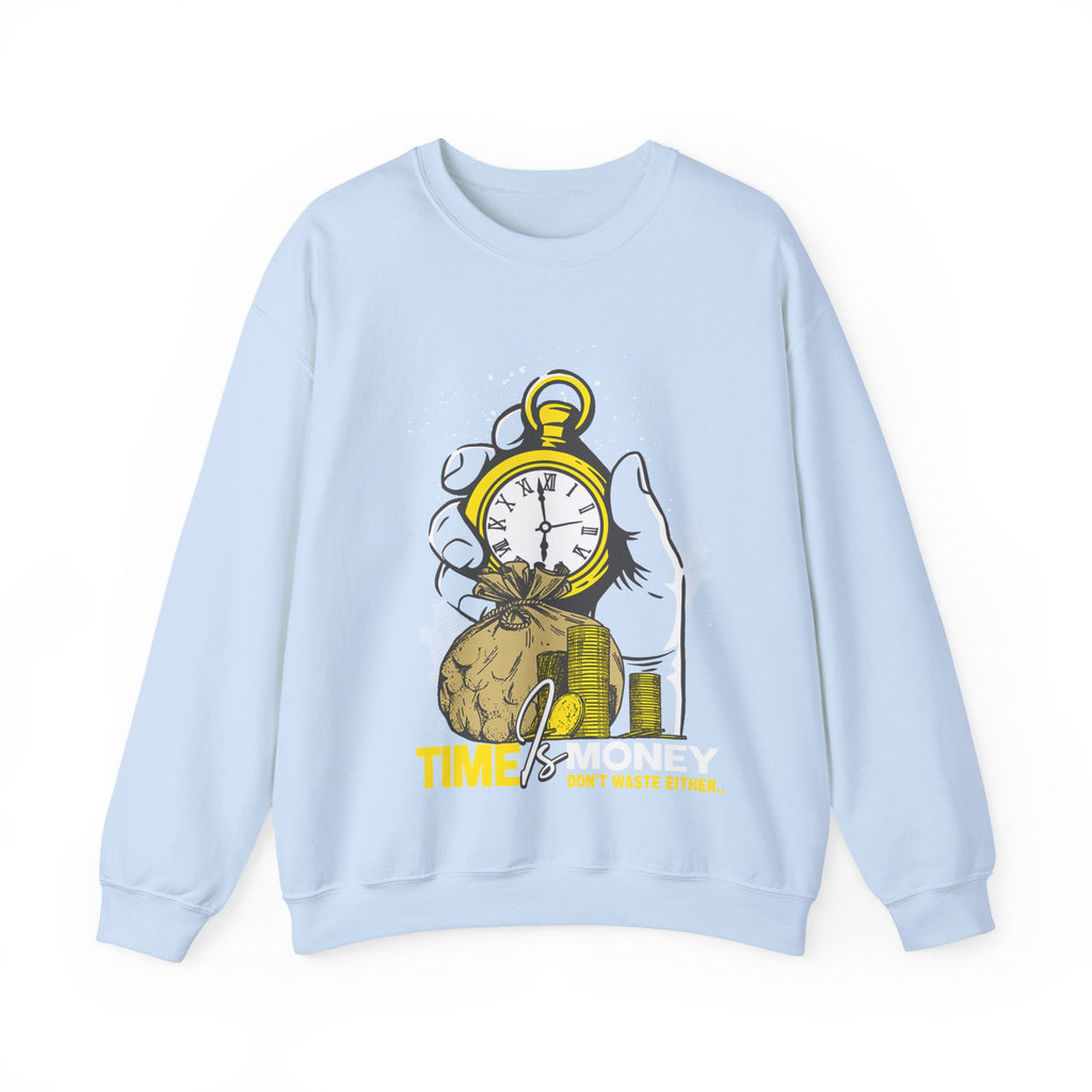 "Time Is Money" Graphic Pocket Watch & Coins Crewneck Sweatshirt -