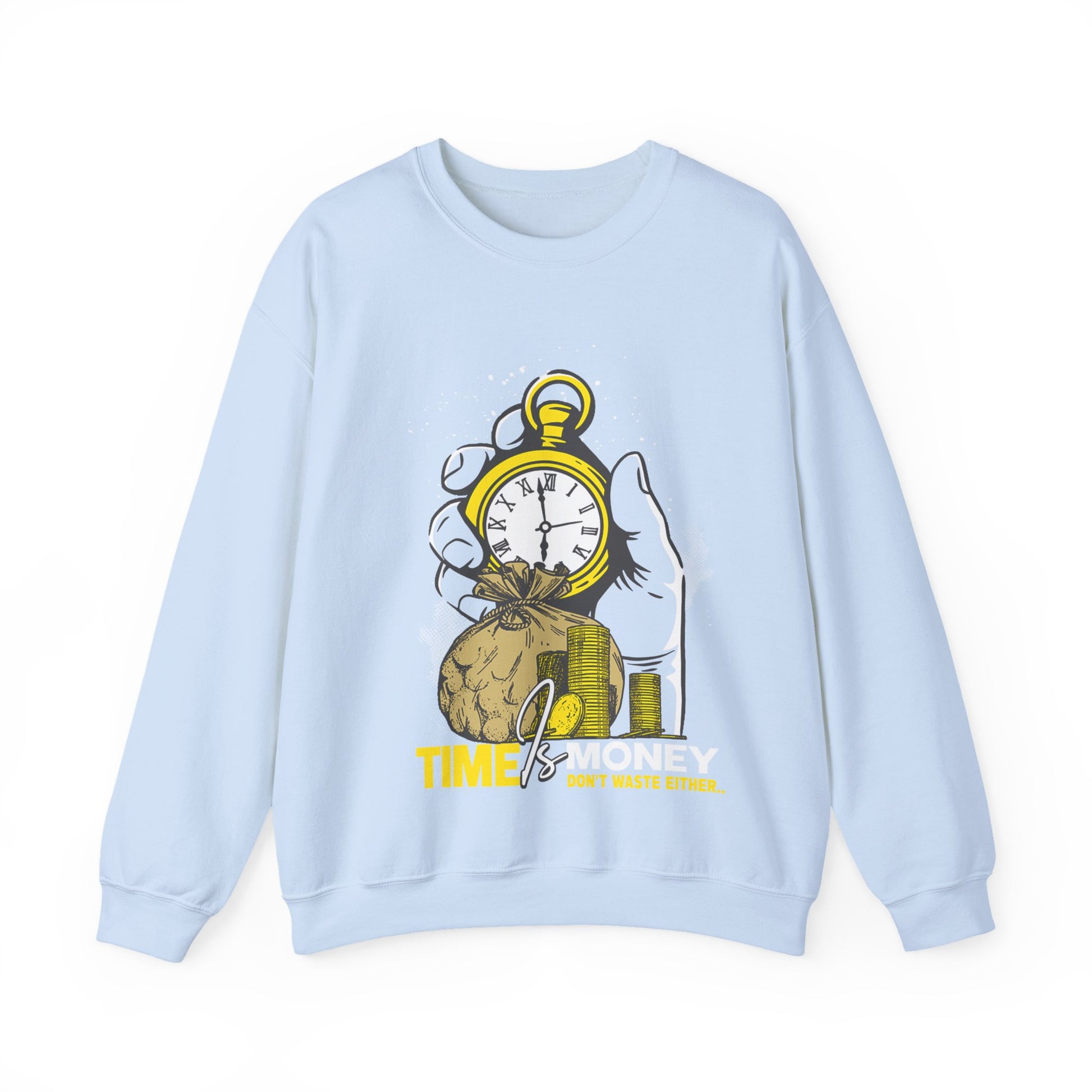 "Time Is Money" Graphic Pocket Watch & Coins Crewneck Sweatshirt -