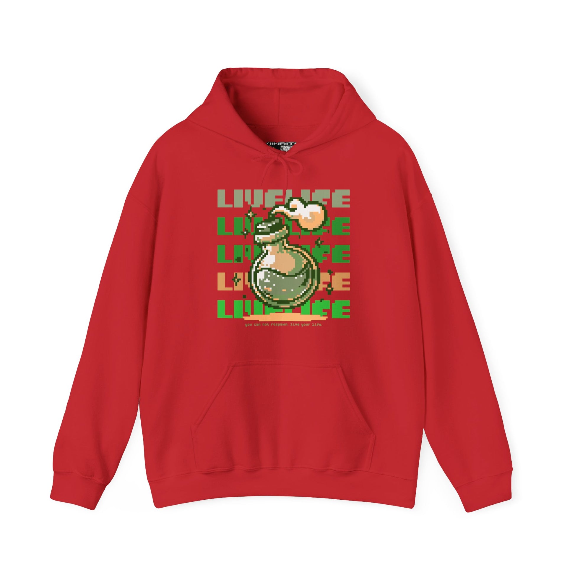 Live Life Dino Hoodie — Cute Retro Cartoon T-Rex Graphic Sweatshirt