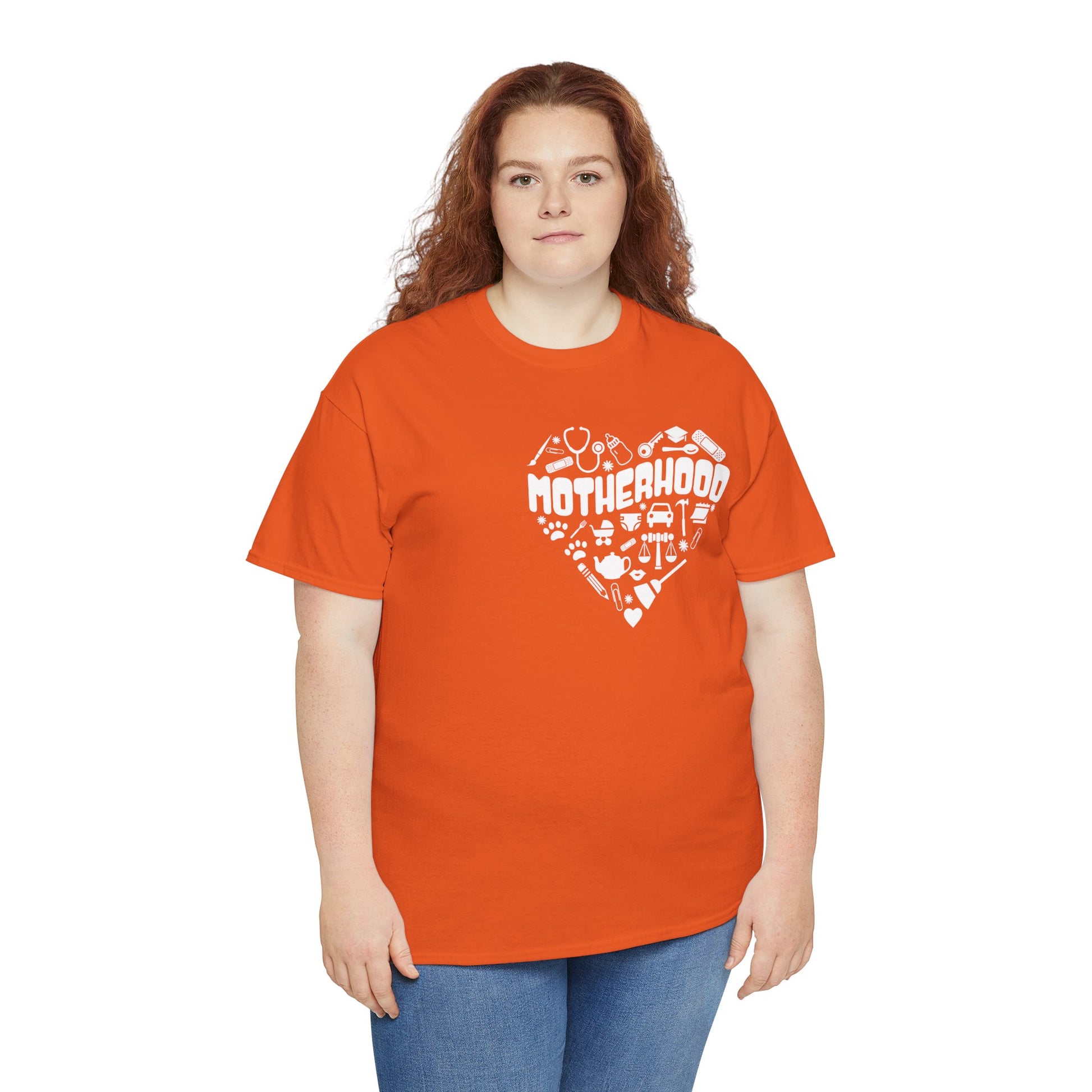 Motherhood Heart Tee — Mom Life Graphic T-Shirt