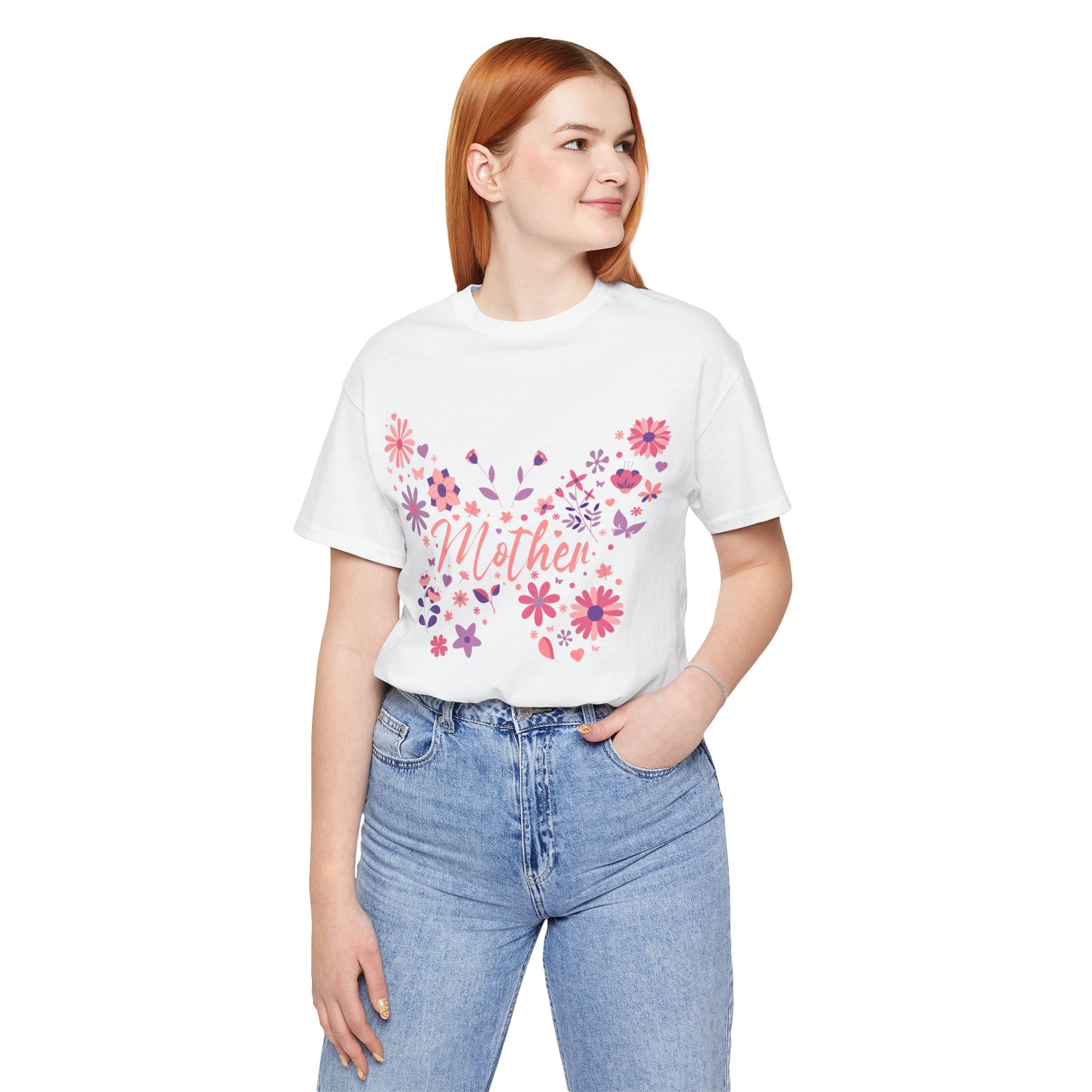 Butterfly Mother T-Shirt,Tee for Mom, Floral Gift, Birthday Present, Mother's Day Apparel, Cute Butterfly Design