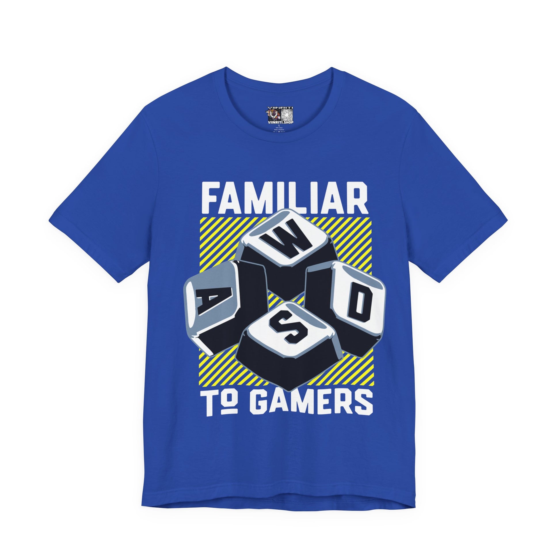 ""Gamer WASD Keys T‑Shirt — "Familiar to Gamers" Retro Keycap Tee