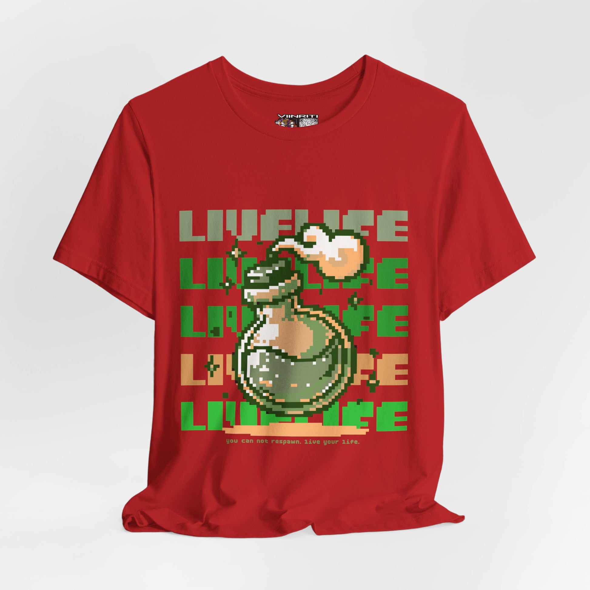 Live Life Pixel Frog Graphic Tee — Retro Gaming Nature T-Shirt