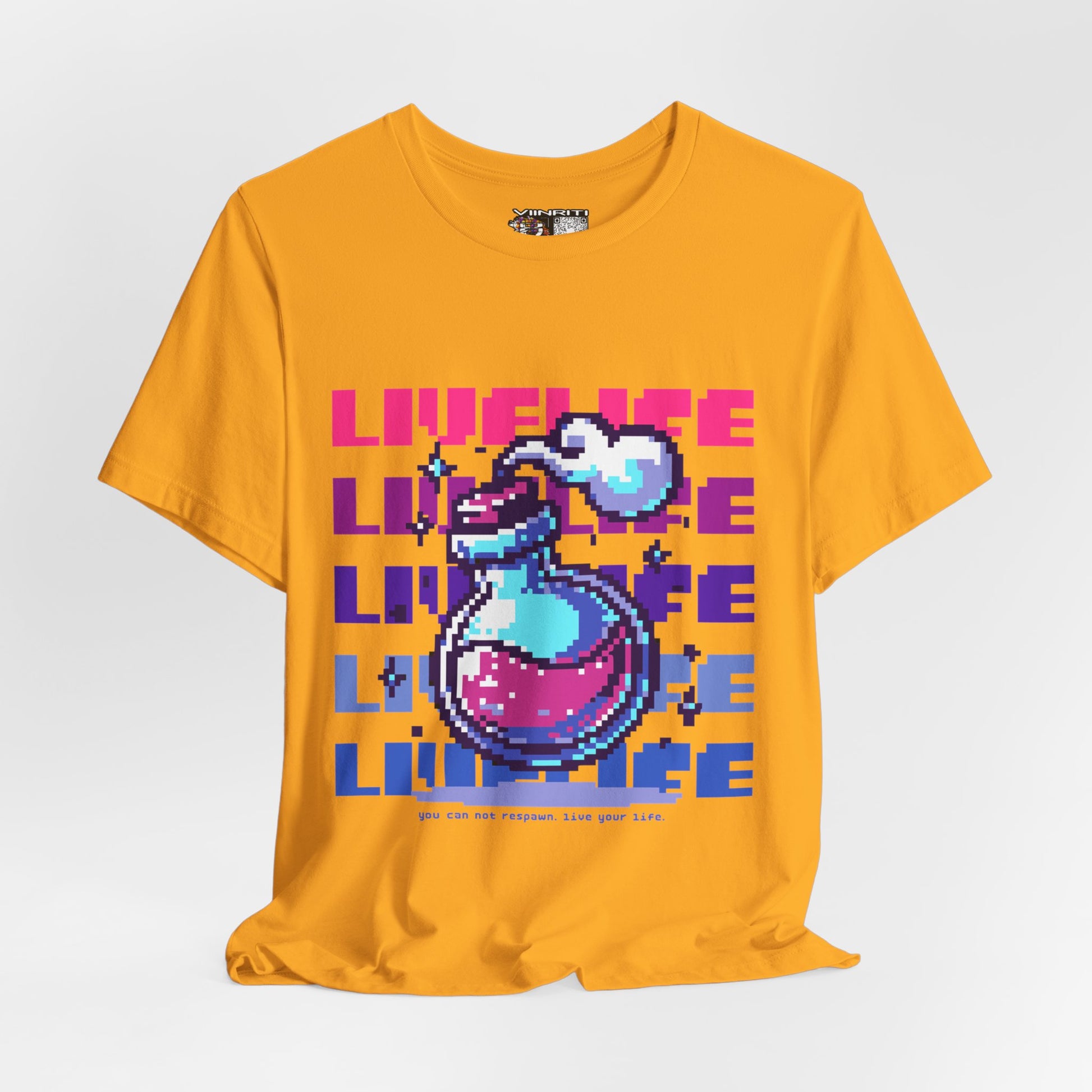 Live Life Pixel Frog Graphic Tee — Retro Gaming Nature T-Shirt