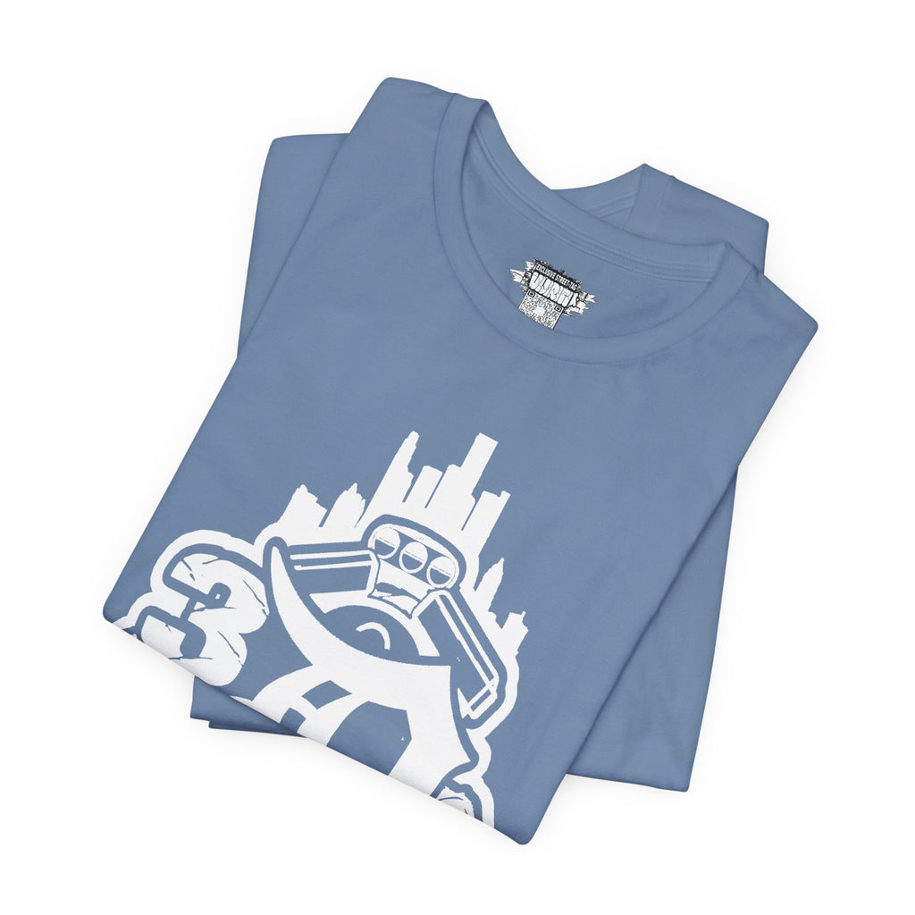 Detroit D Monochrome Tee — City Skyline & Motor Graphic T-Shirt