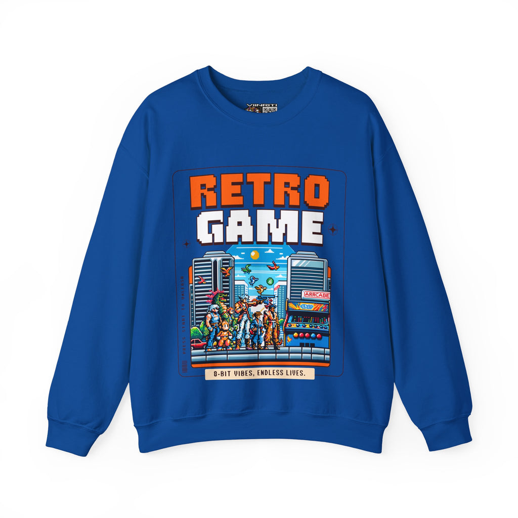 Retro Game Sweatshirt — Vintage 8-Bit Arcade Graphic Crewneck
