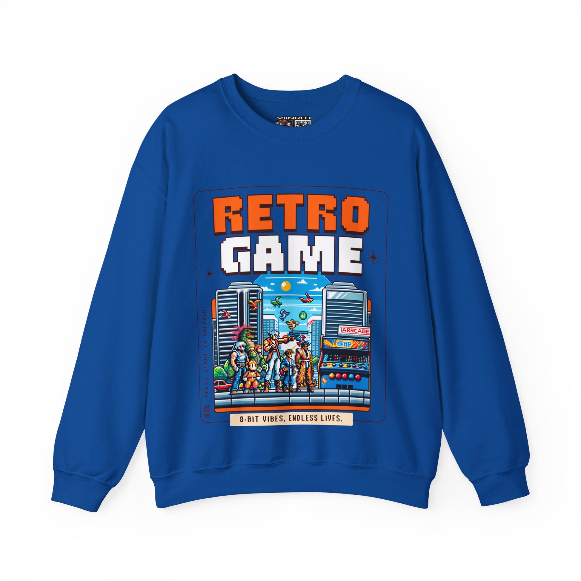 Retro Game Sweatshirt — Vintage 8-Bit Arcade Graphic Crewneck