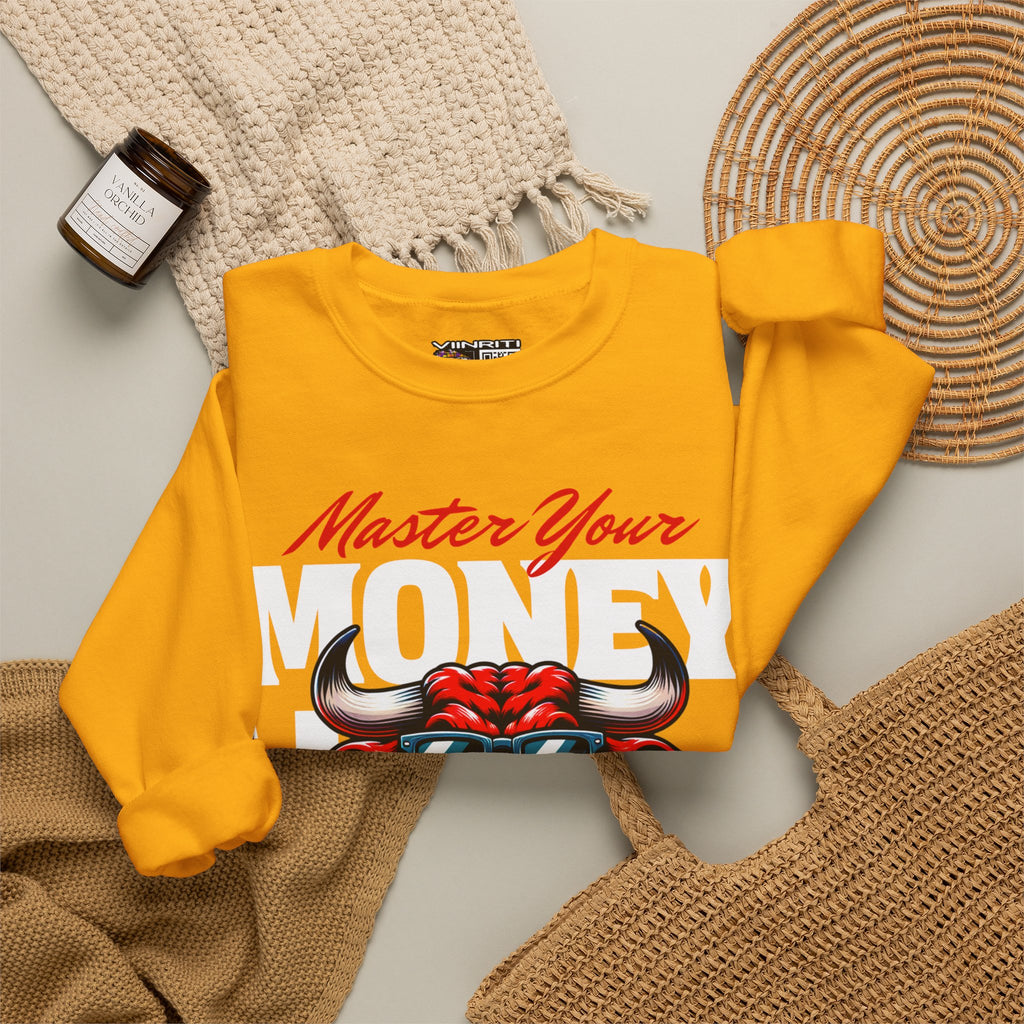 Crewneck Sweatshirt — "Master Your Money" Bull Design, Finance Hustle Graphic