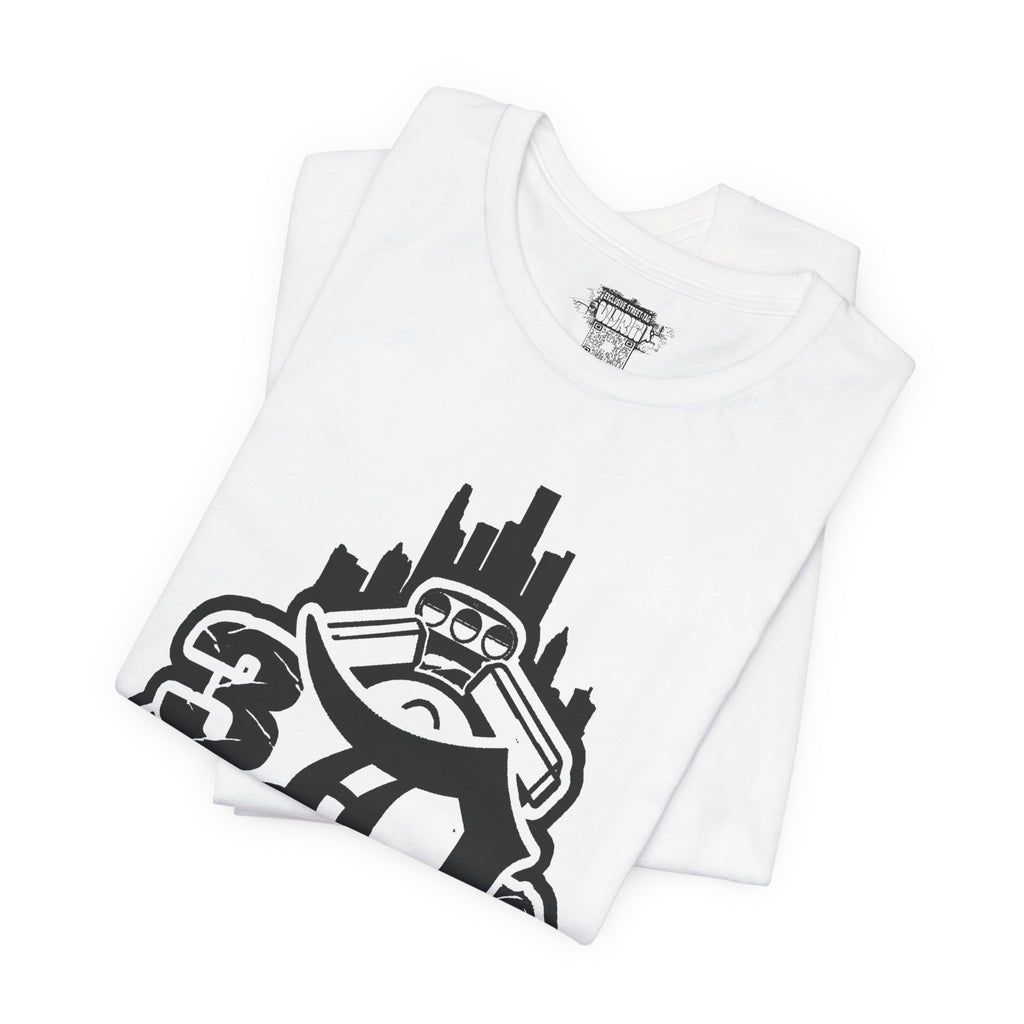 Detroit D Monochrome Tee — City Skyline & Motor Graphic T-Shirt