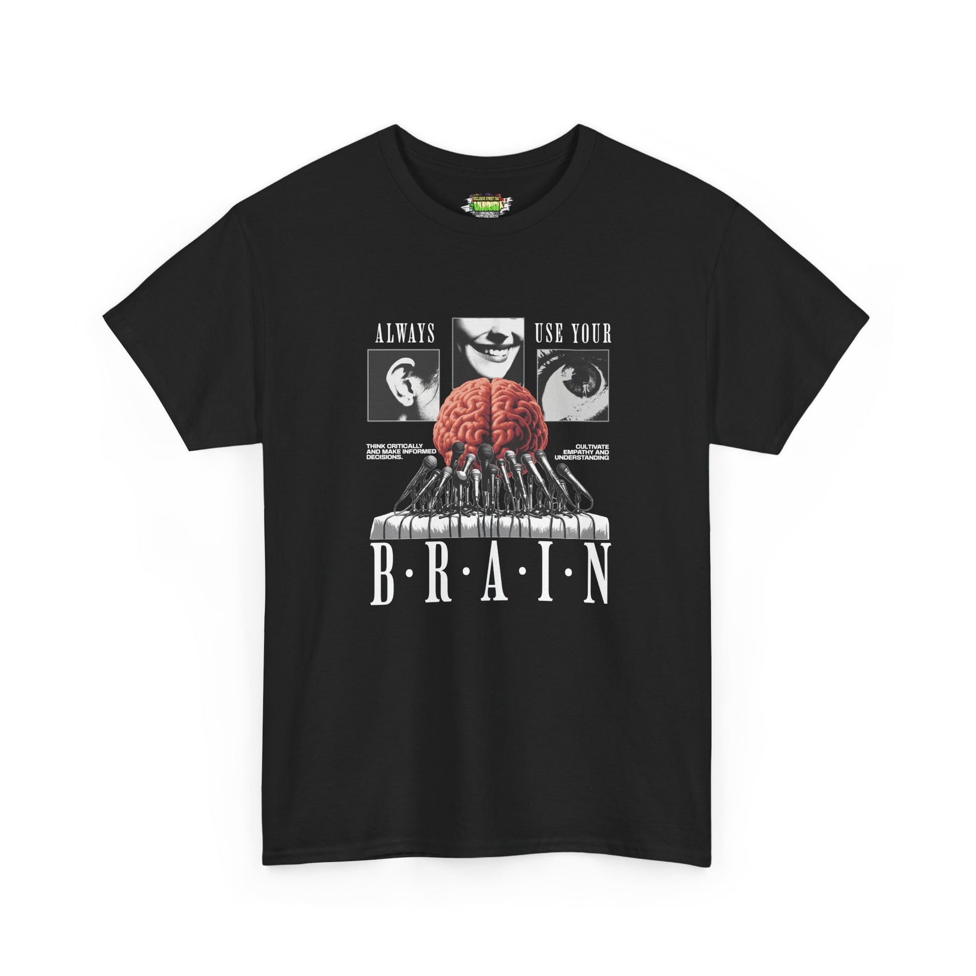 "Always Use Your Brain Graphic Unisex Heavy Cotton Tee with Unique Design, Casual Wear, Gift for Art Lovers, Festival Outfit, Statement T-Shirt