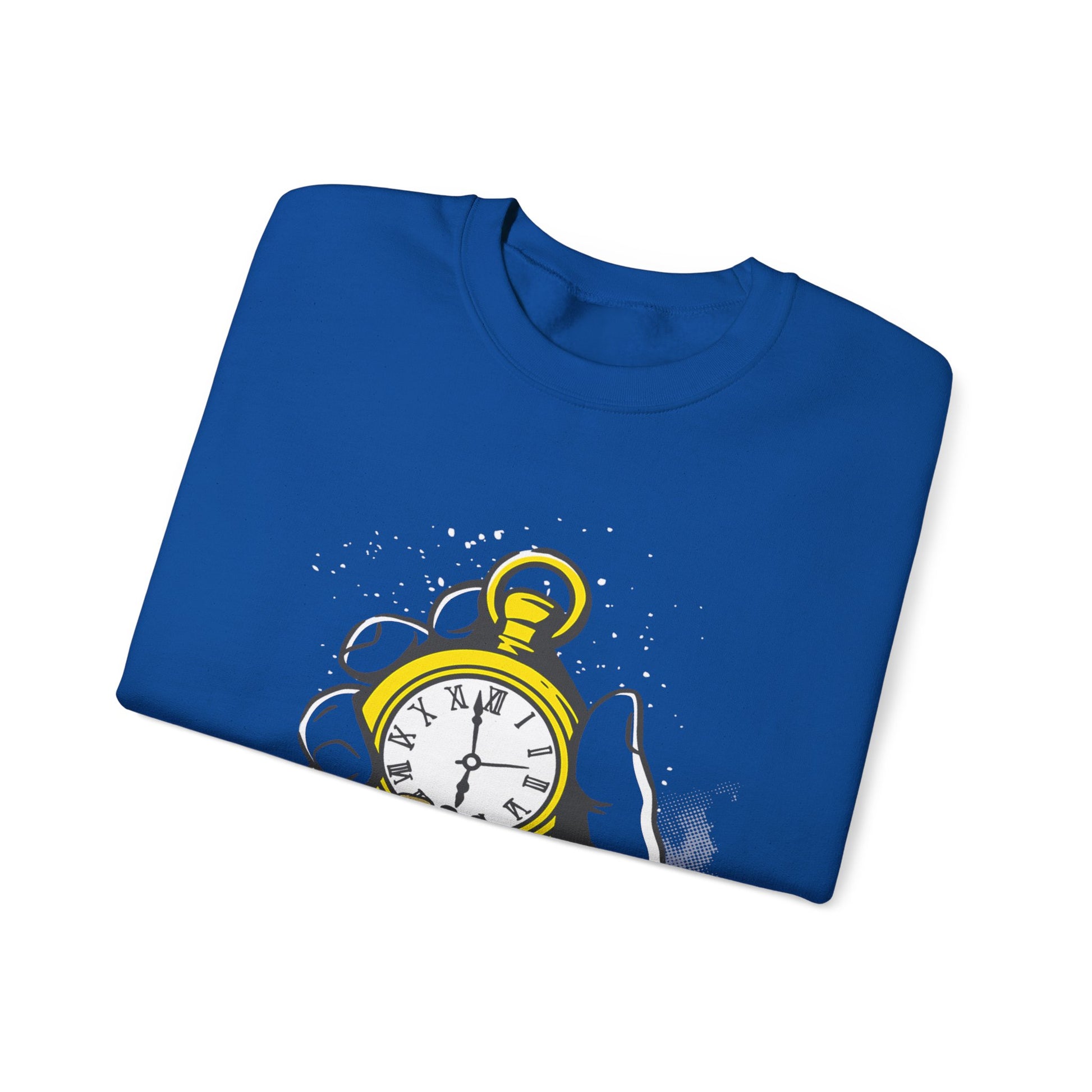 "Time Is Money" Graphic Pocket Watch & Coins Crewneck Sweatshirt -