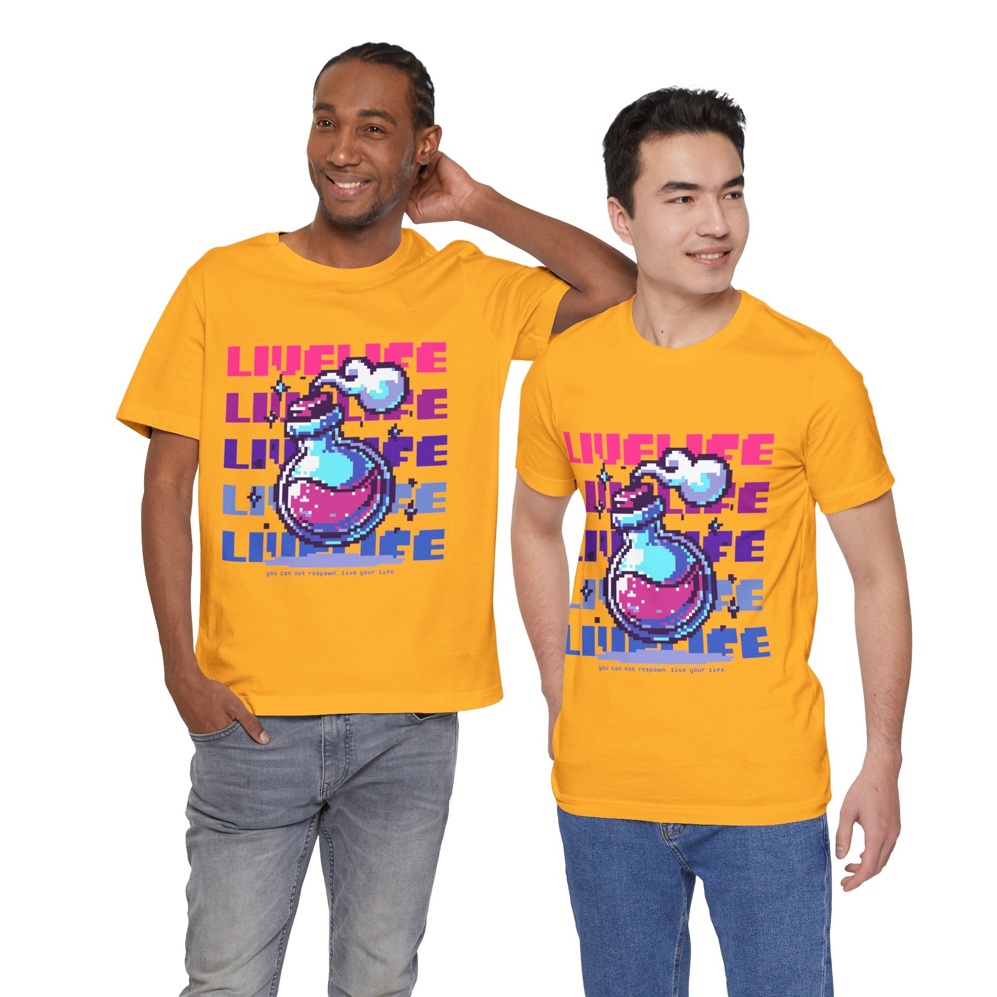 Live Life Pixel Frog Graphic Tee — Retro Gaming Nature T-Shirt