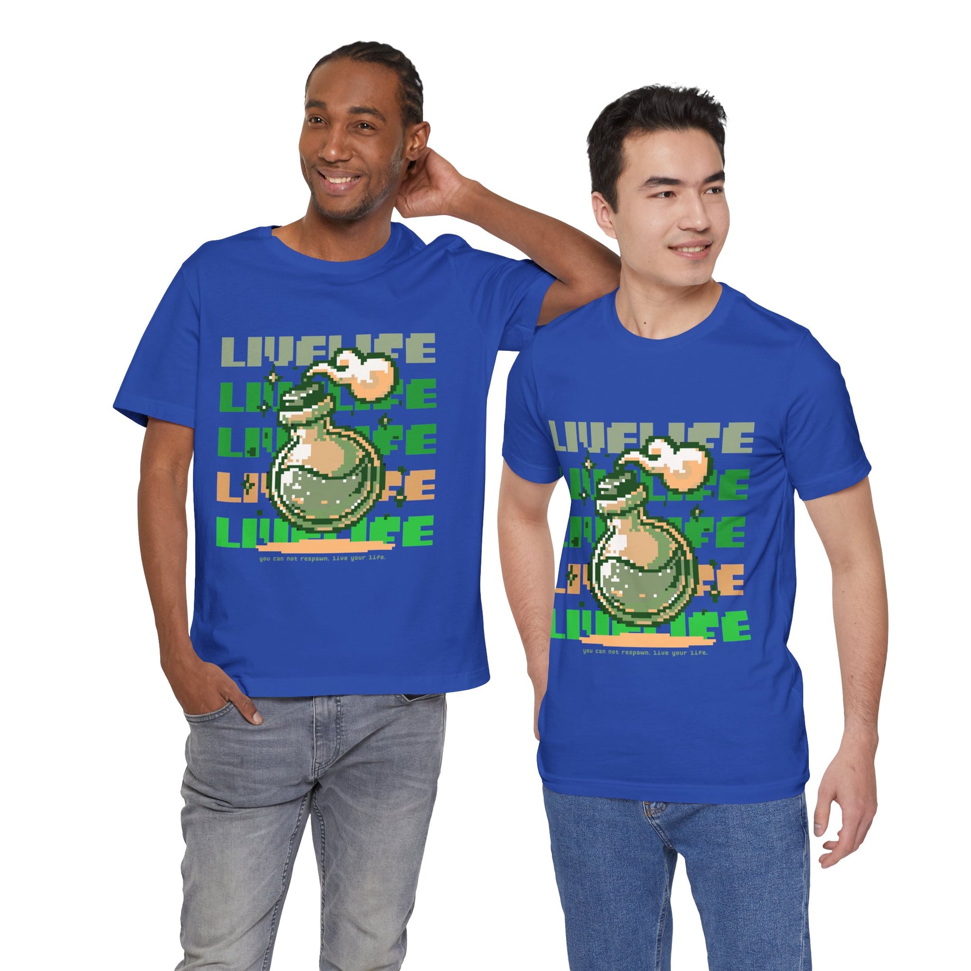 Live Life Pixel Frog Graphic Tee — Retro Gaming Nature T-Shirt