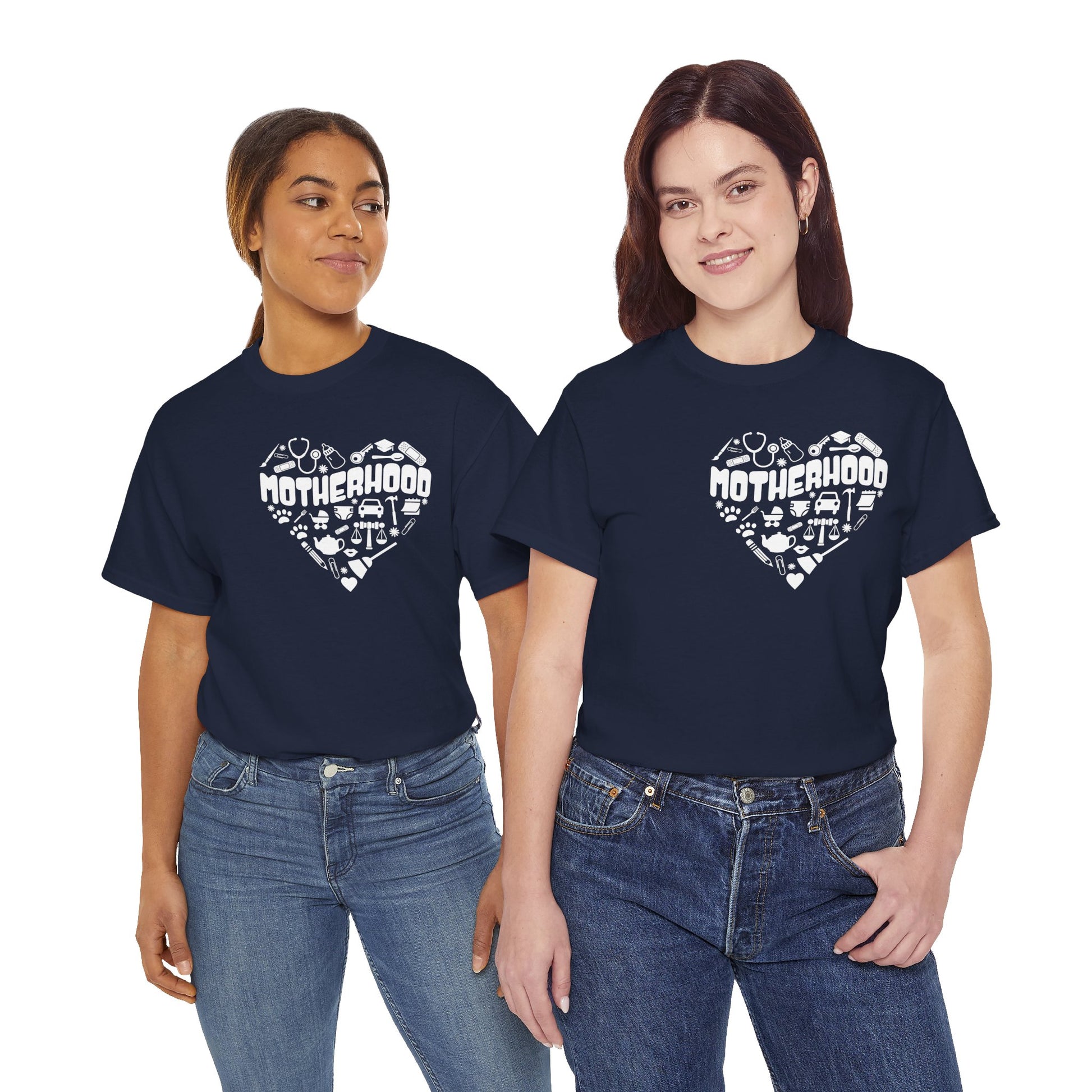 Motherhood Heart Tee — Mom Life Graphic T-Shirt
