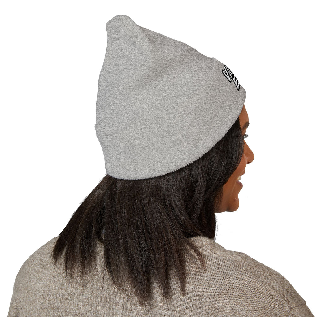 Embroidered 'Viinriti Est' Cuffed Beanie — Classic Knit Winter Hat