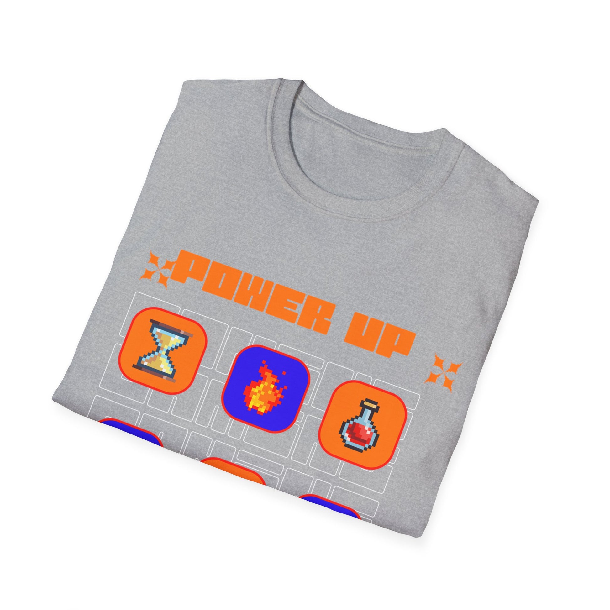 Power Up Gaming T-Shirt — Retro Pixel Game Icons Tee