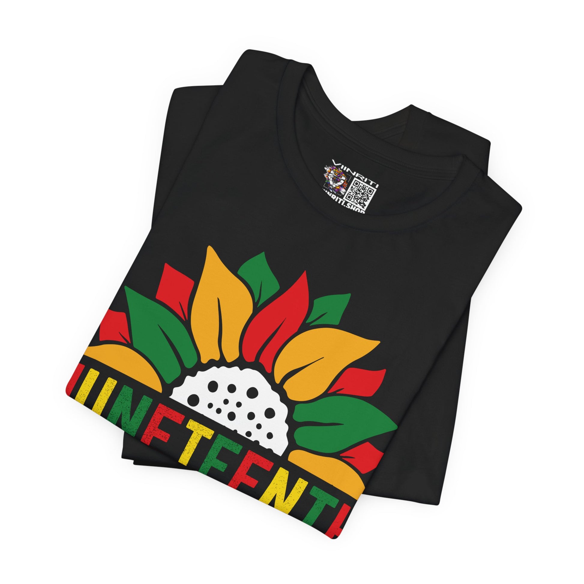 Juneteenth 1865 Celebration Tee — Black Freedom Sunflower Graphic Shirt