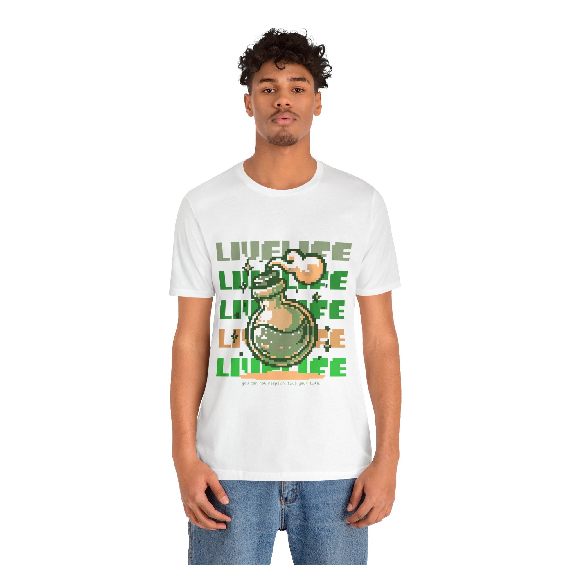 Live Life Pixel Frog Graphic Tee — Retro Gaming Nature T-Shirt