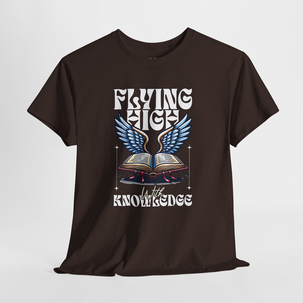 ""Flying High Knowledge T-Shirt — Vintage Winged Book Graphic Tee