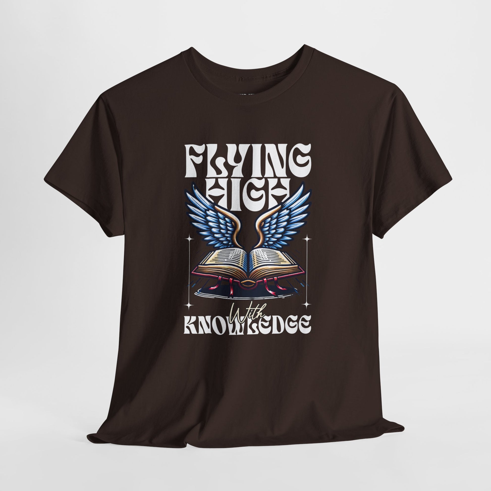 ""Flying High Knowledge T-Shirt — Vintage Winged Book Graphic Tee