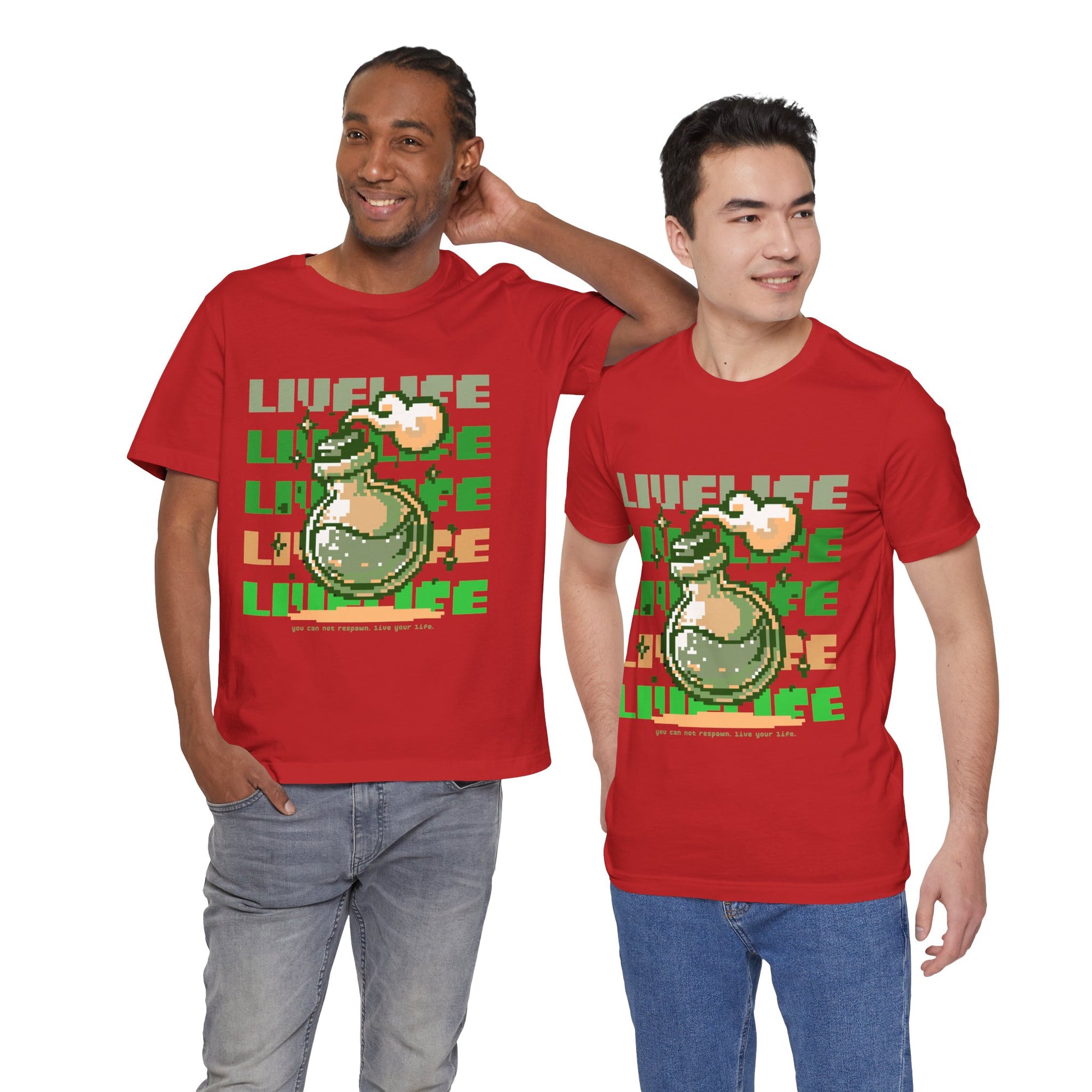 Live Life Pixel Frog Graphic Tee — Retro Gaming Nature T-Shirt