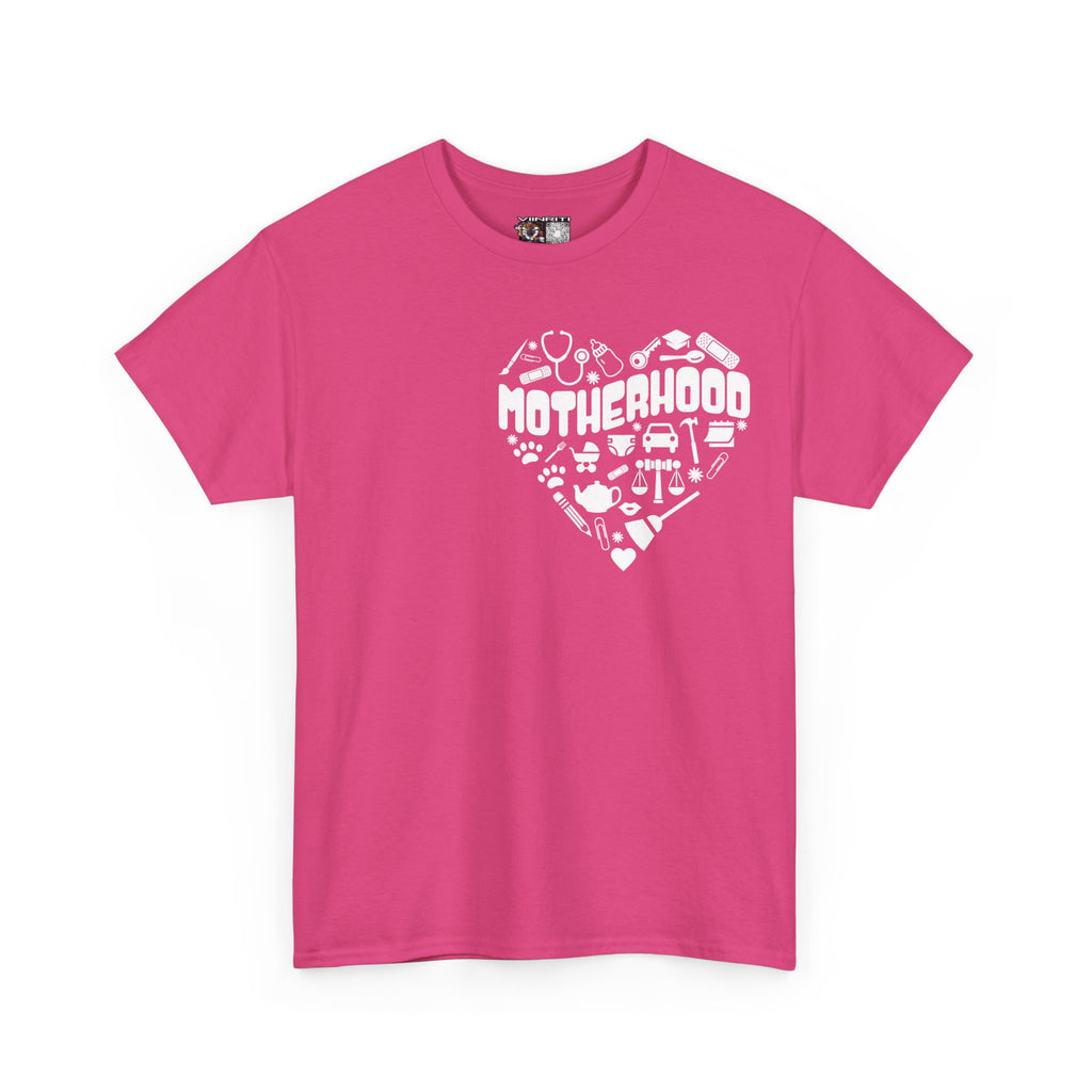 Motherhood Heart Tee — Mom Life Graphic T-Shirt