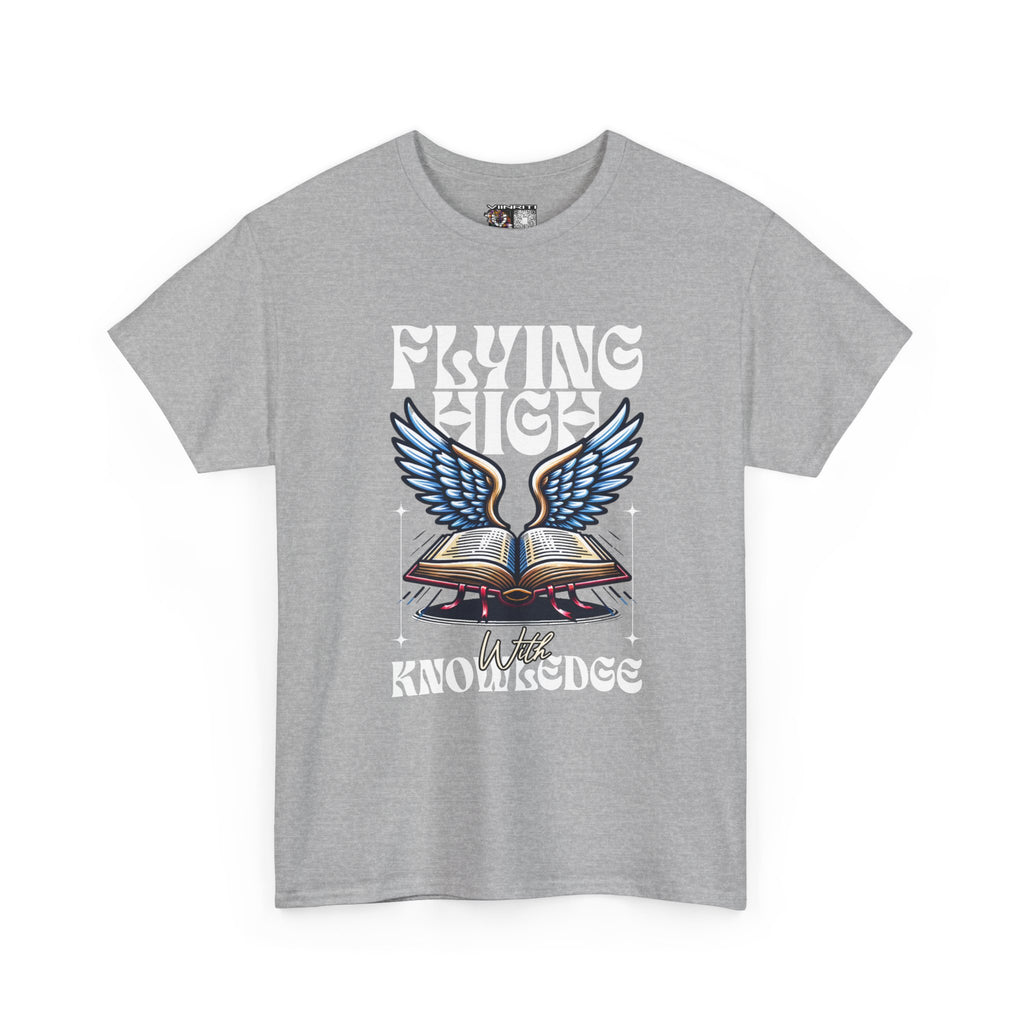 ""Flying High Knowledge T-Shirt — Vintage Winged Book Graphic Tee