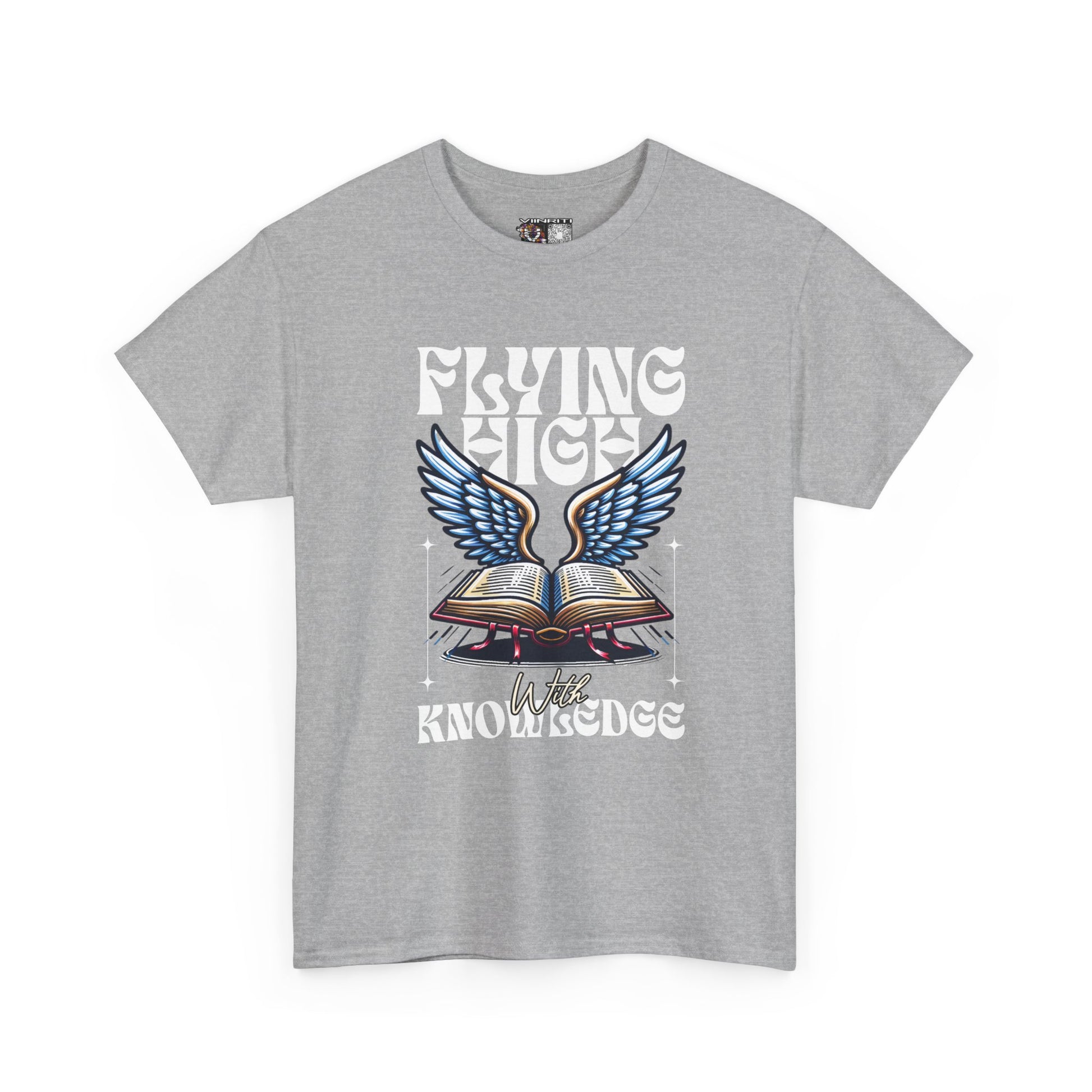""Flying High Knowledge T-Shirt — Vintage Winged Book Graphic Tee