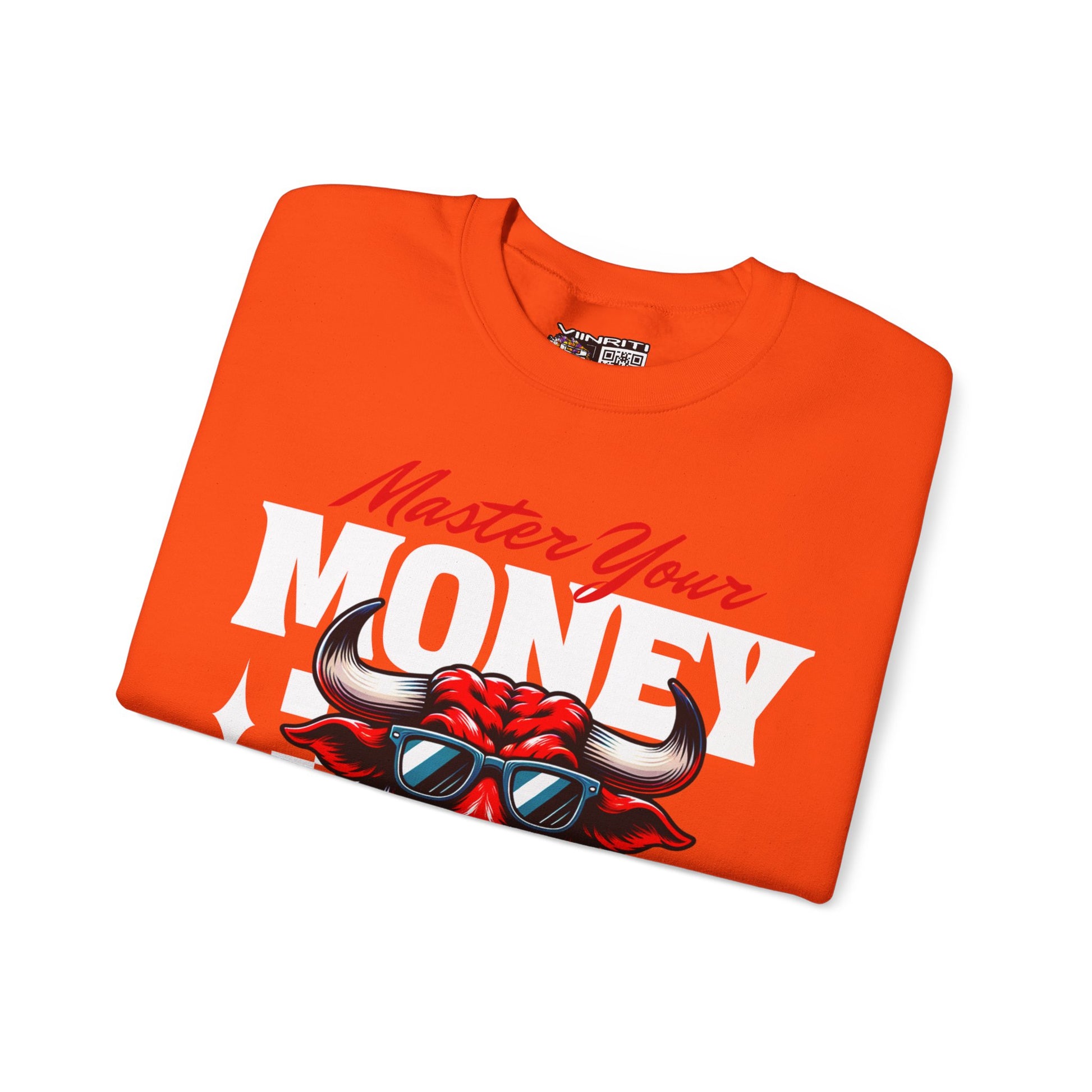 Crewneck Sweatshirt — "Master Your Money" Bull Design, Finance Hustle Graphic