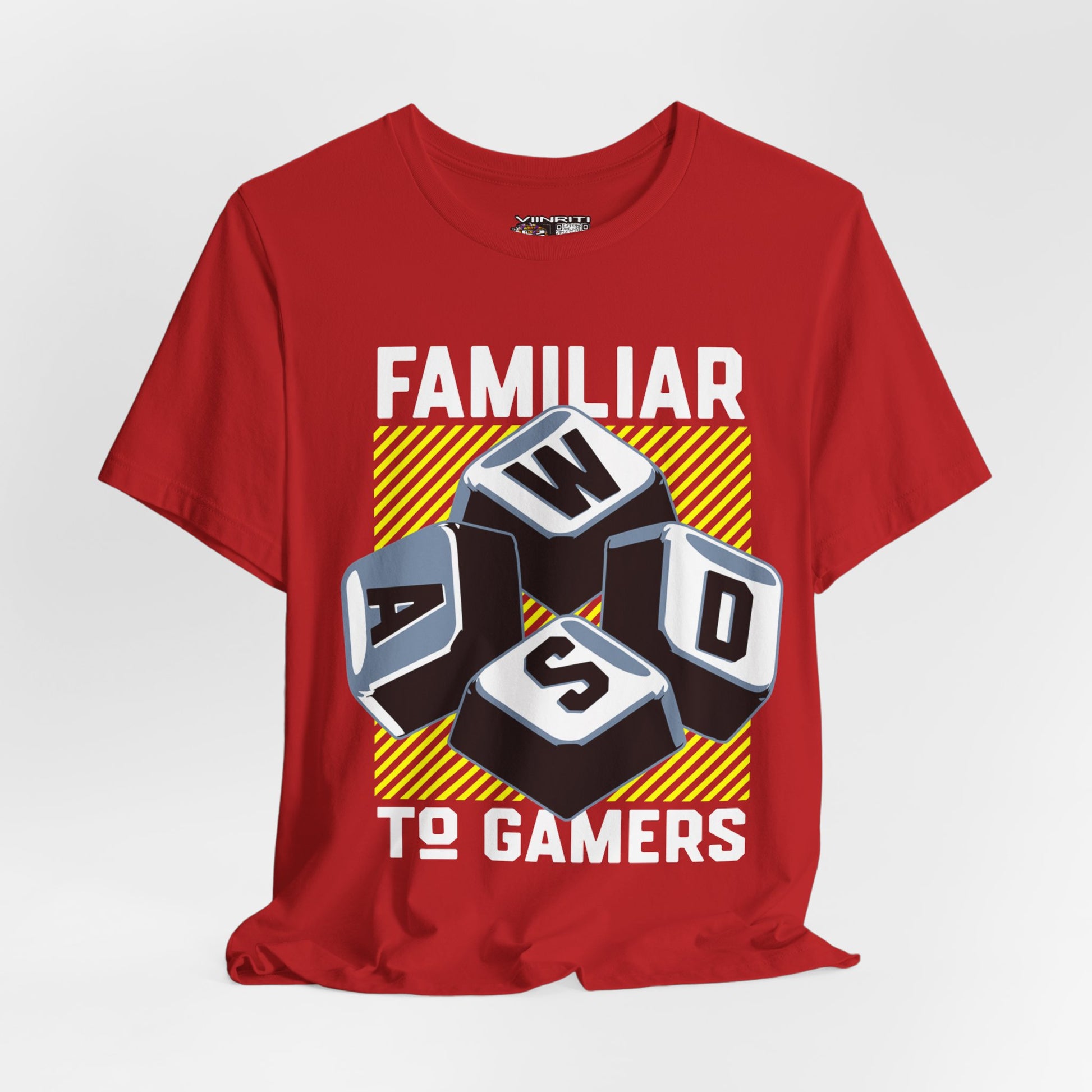 ""Gamer WASD Keys T‑Shirt — "Familiar to Gamers" Retro Keycap Tee