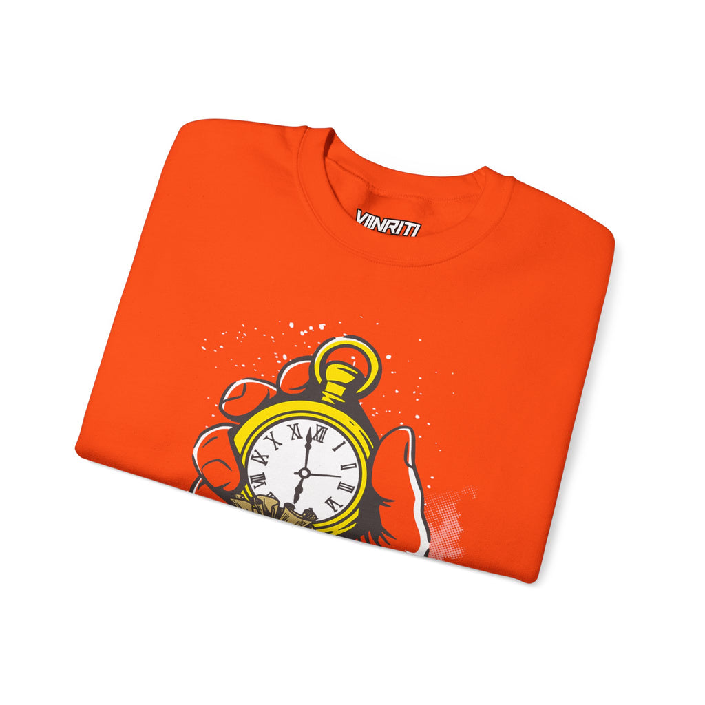 Time Is Money Crewneck Sweatshirt — Vintage Pocket Watch Graphic