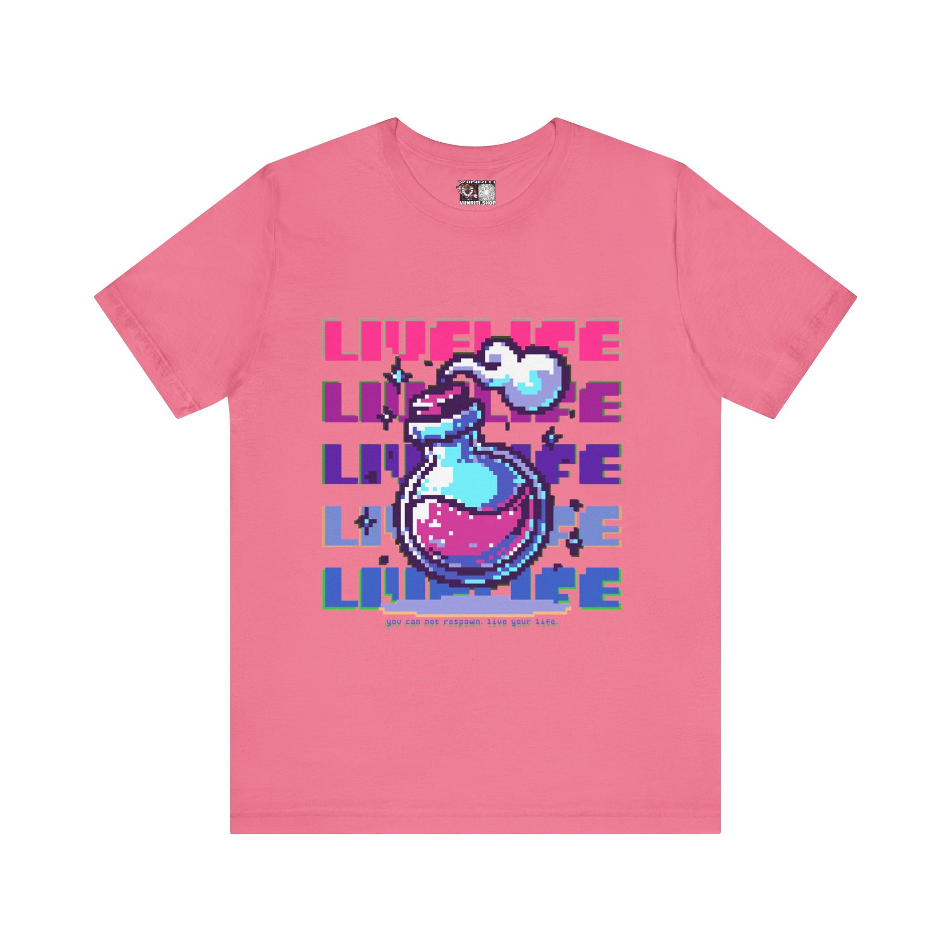 Live Life Pixel Frog Graphic Tee — Retro Gaming Nature T-Shirt