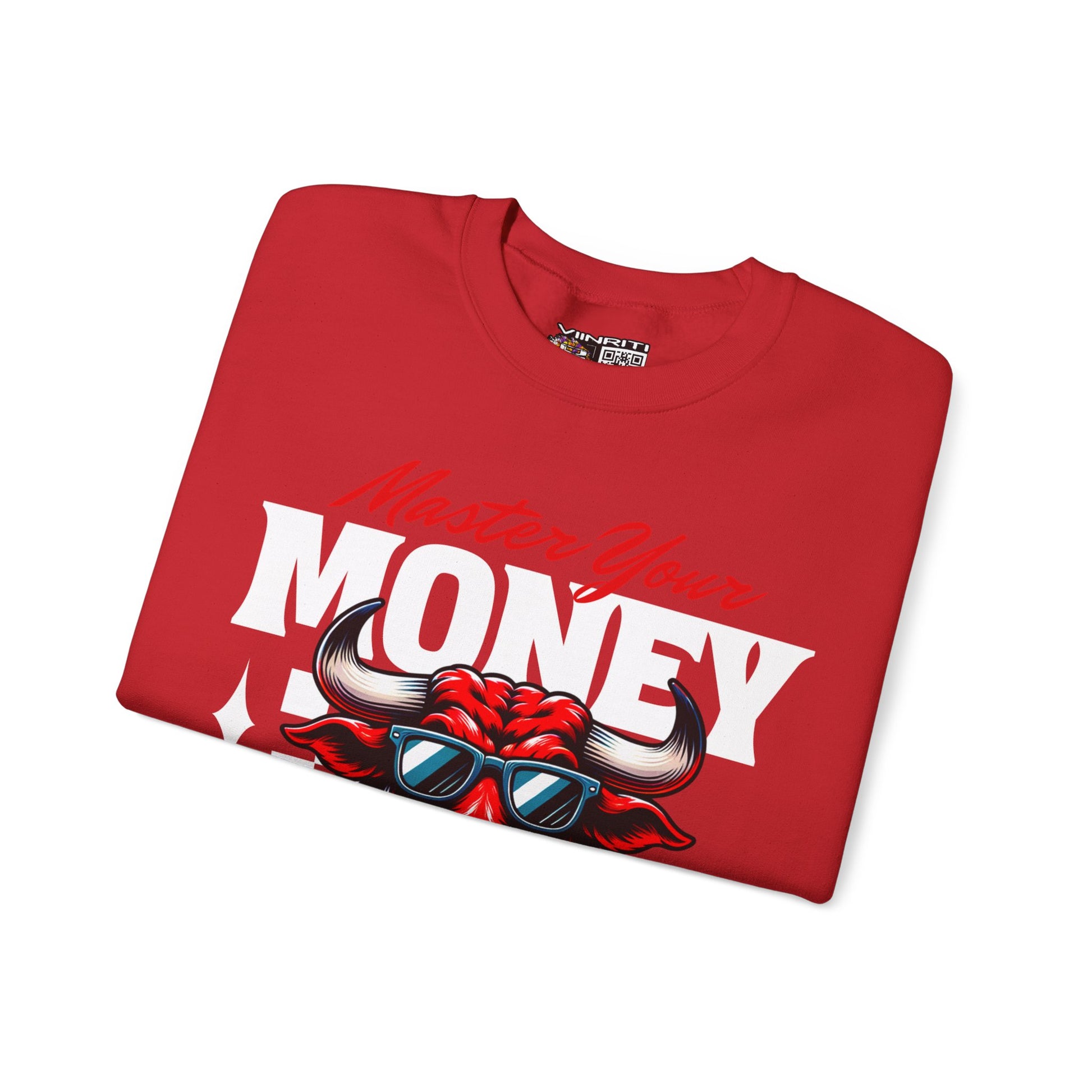 Crewneck Sweatshirt — "Master Your Money" Bull Design, Finance Hustle Graphic