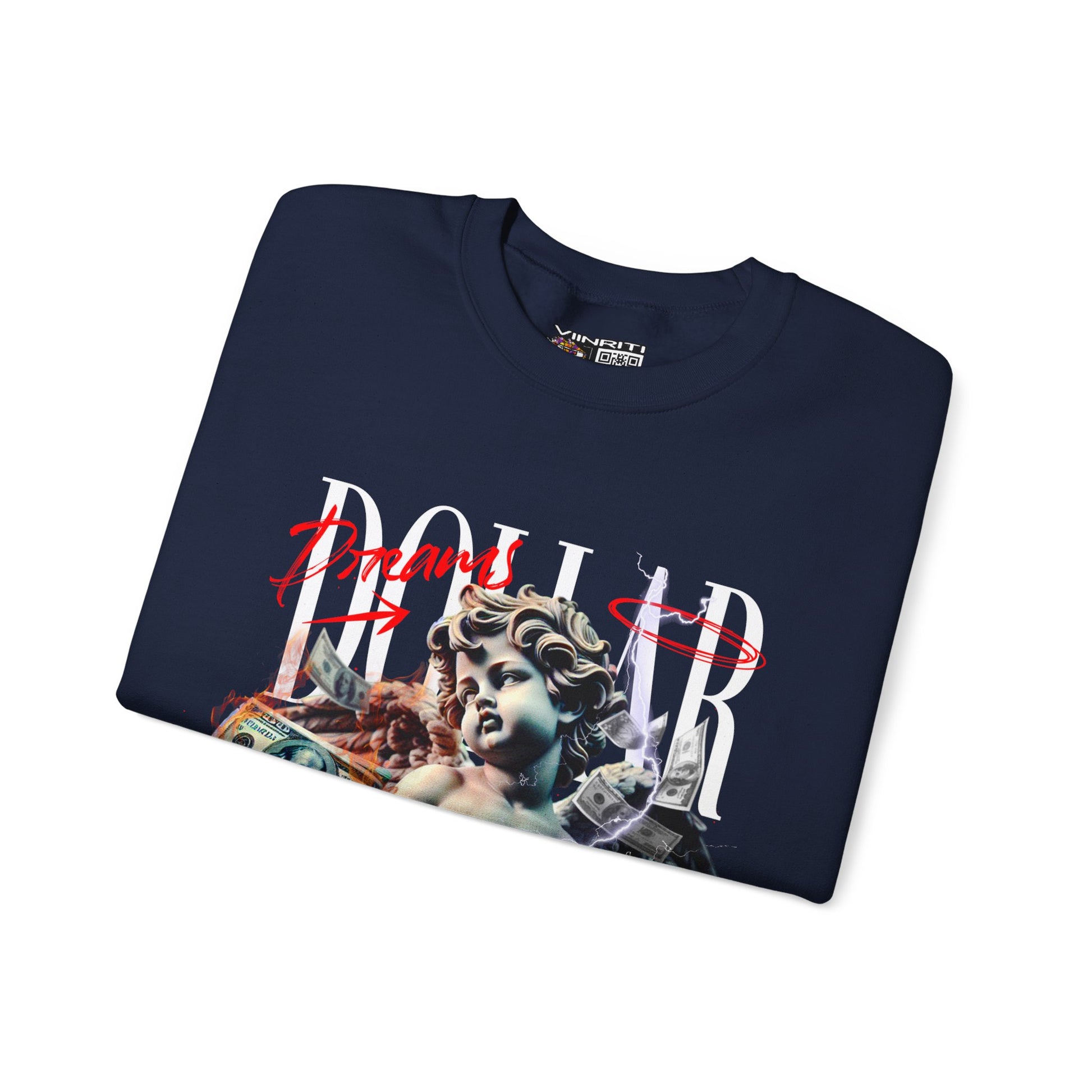 Crewneck Sweatshirt — 'Dollar' Statue Collage Graphic