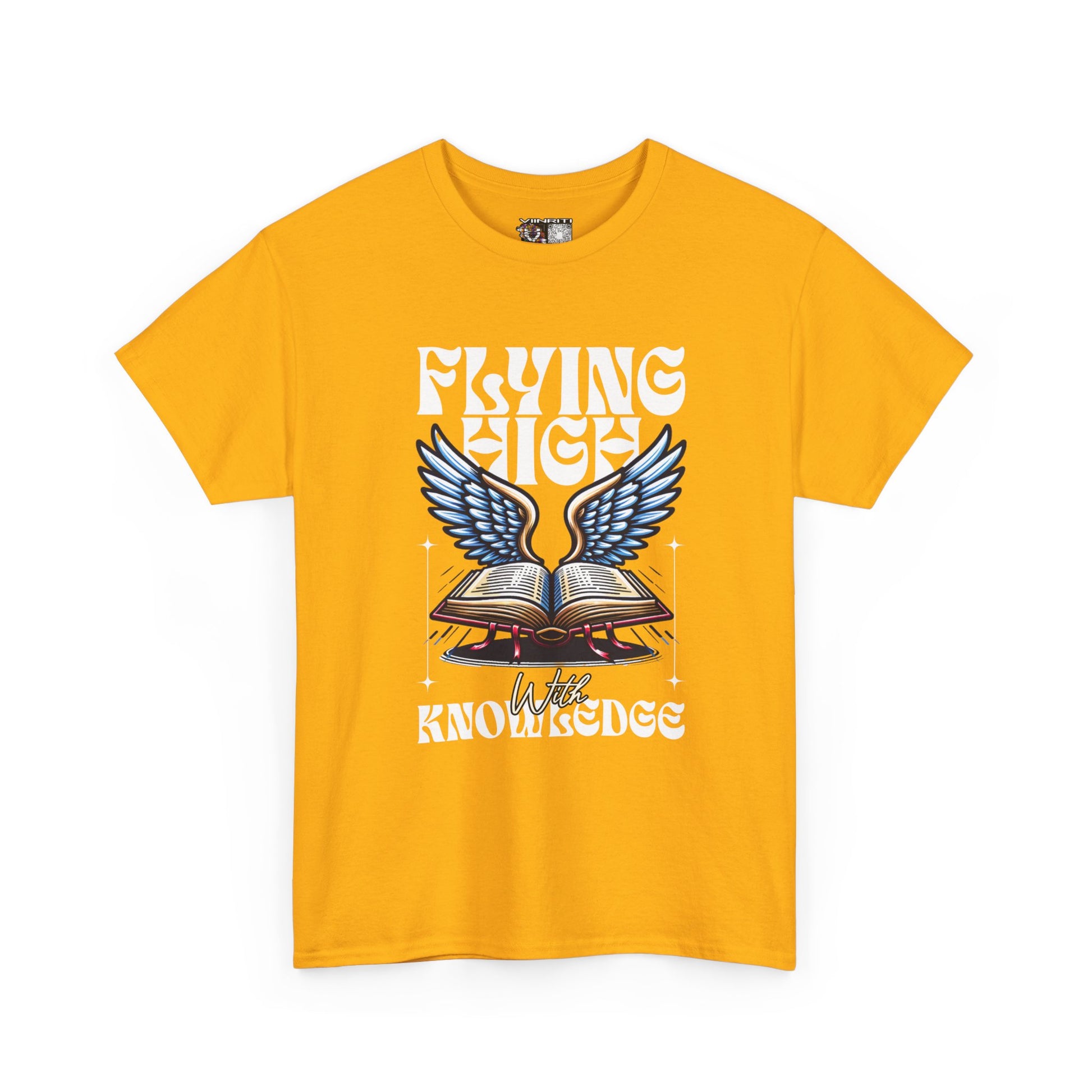 ""Flying High Knowledge T-Shirt — Vintage Winged Book Graphic Tee