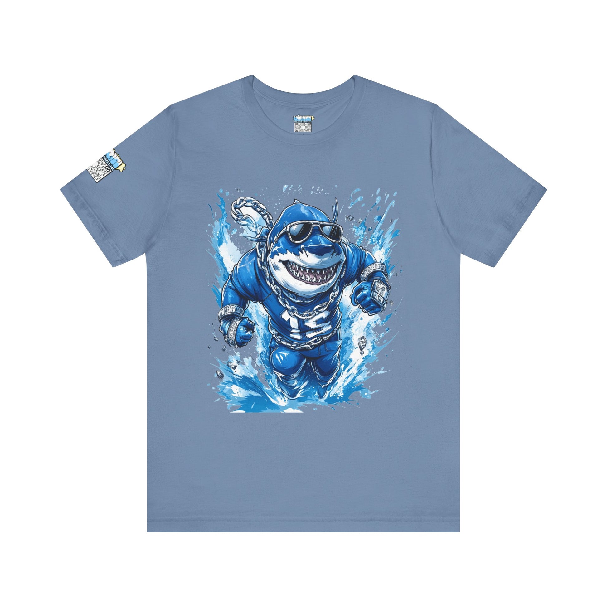 Ocean Dripp Blue Shark Graphic Unisex Tee - Fun Beachwear for Summer Adventures