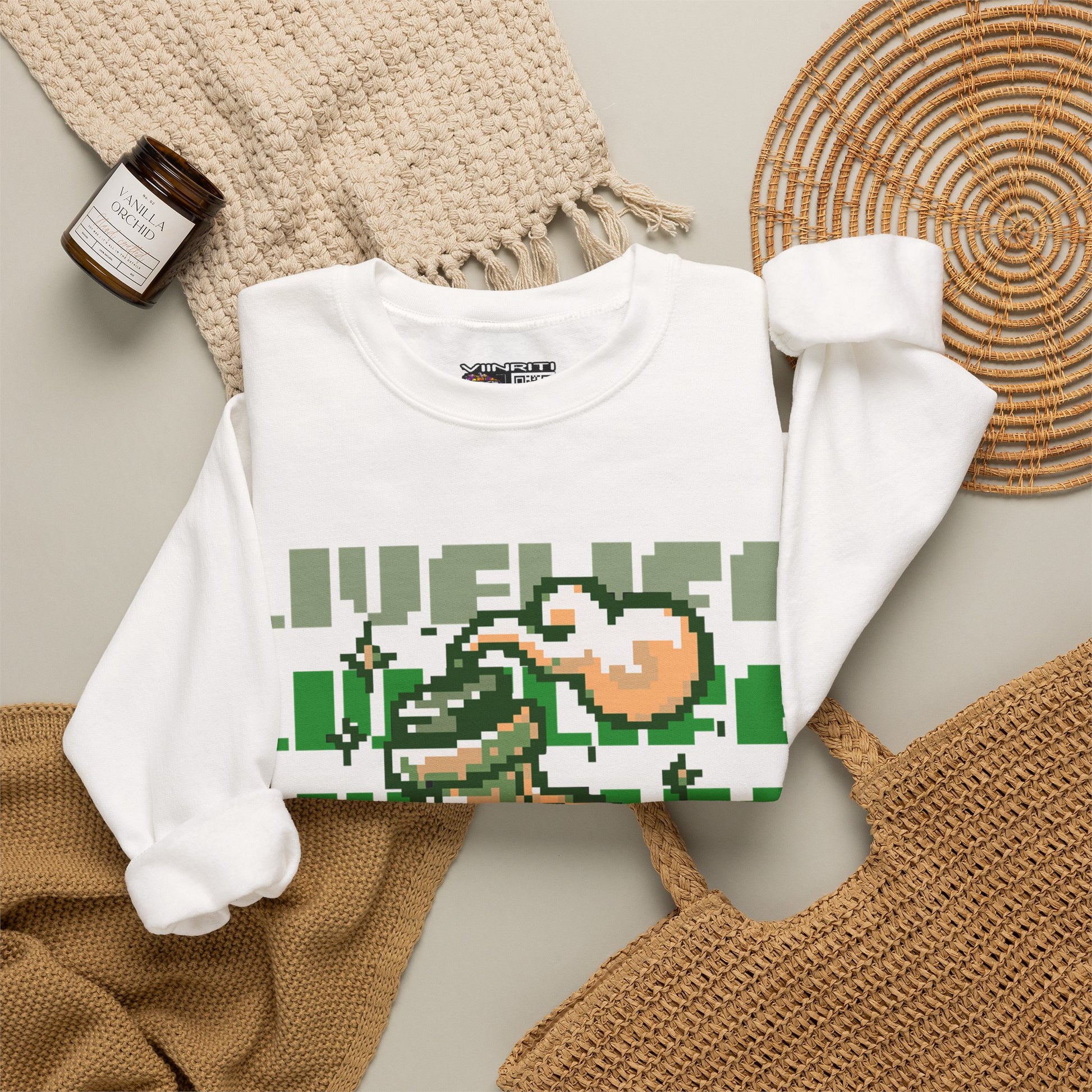 Crewneck Sweatshirt — Pixel Potion 'LIFE' Retro Gaming Graphic