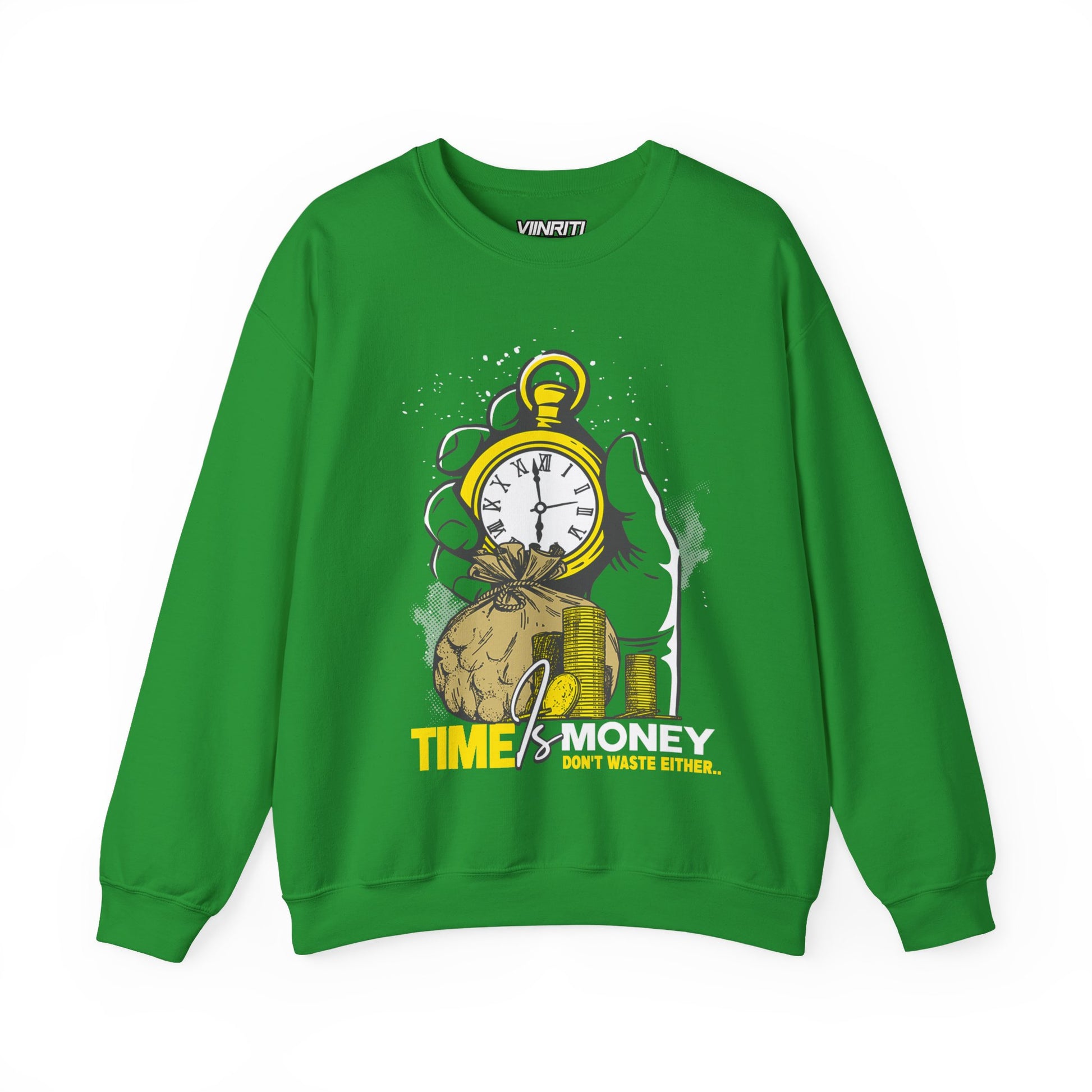 Time Is Money Crewneck Sweatshirt — Vintage Pocket Watch Graphic