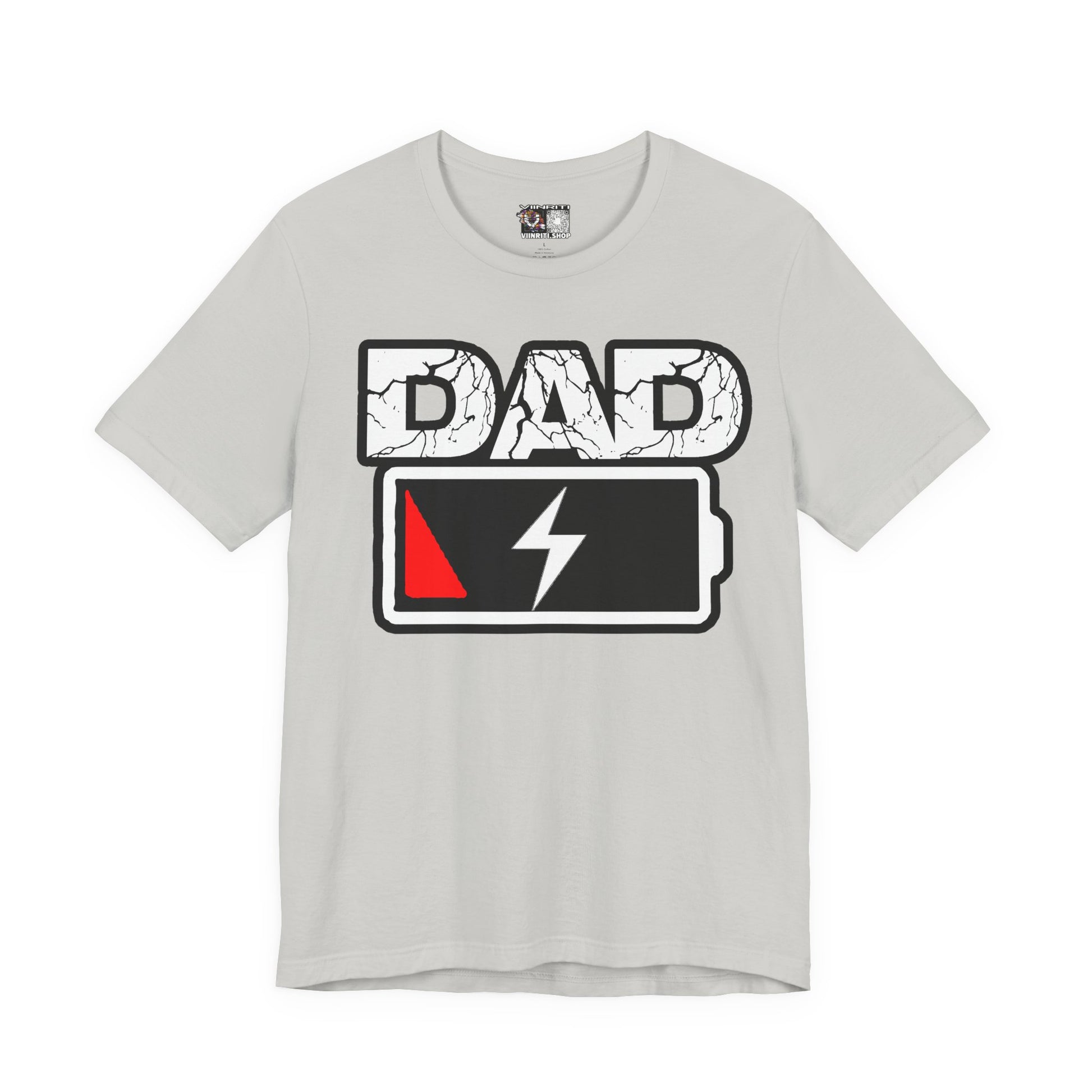 Dad Low Battery T‑Shirt — Funny Father’s Day Exhausted Dad Tee
