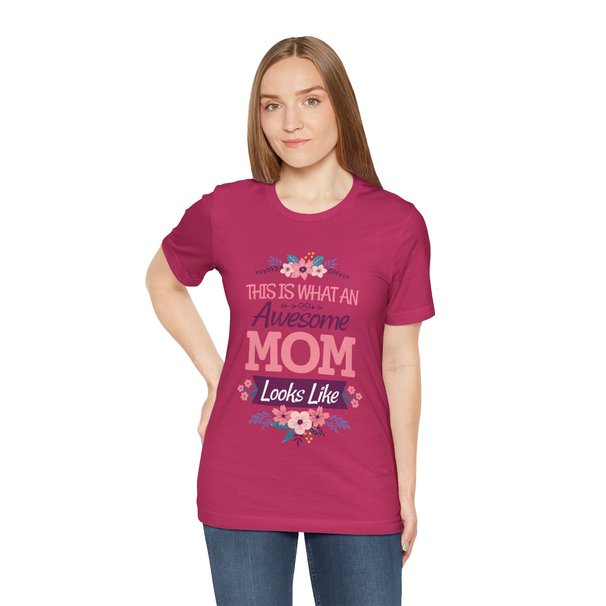 Awesome Mom T-Shirt — "This Is What An Awesome Mom Looks Like" Floral Tee