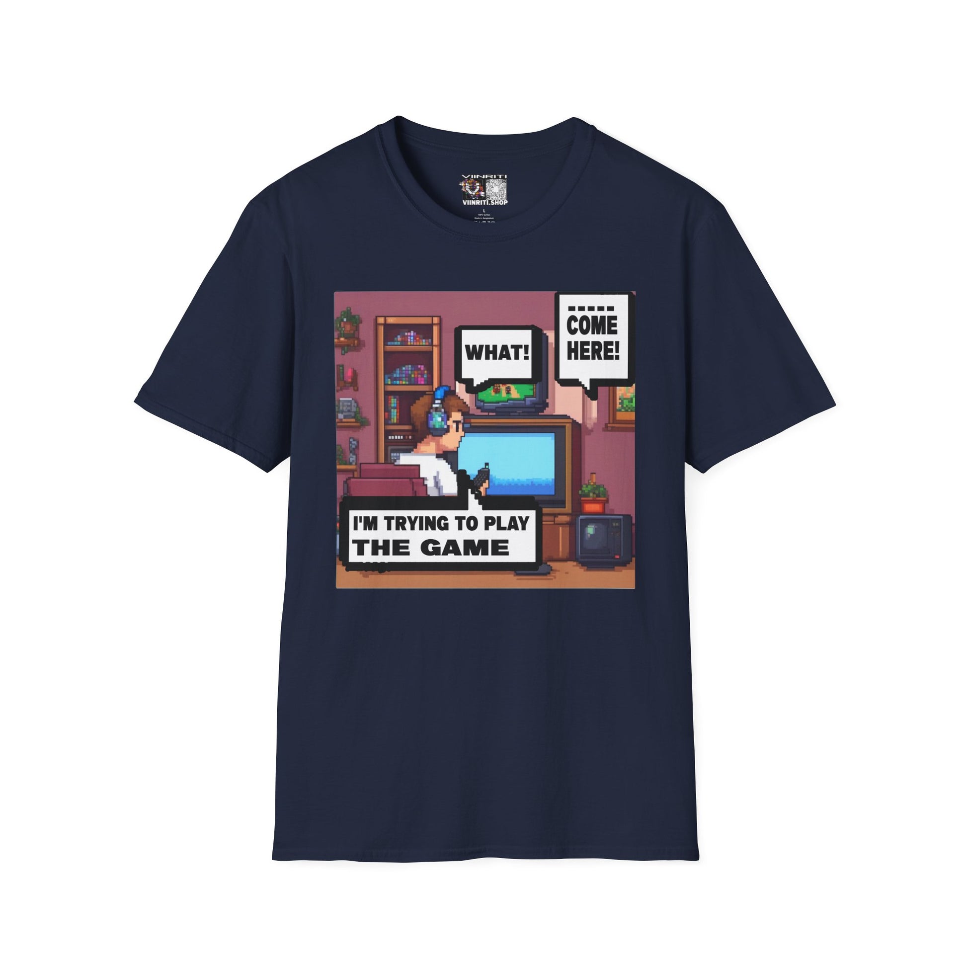 Gamer Room T-Shirt — "I'm Trying to Play the Game" Retro Pixel Art Tee