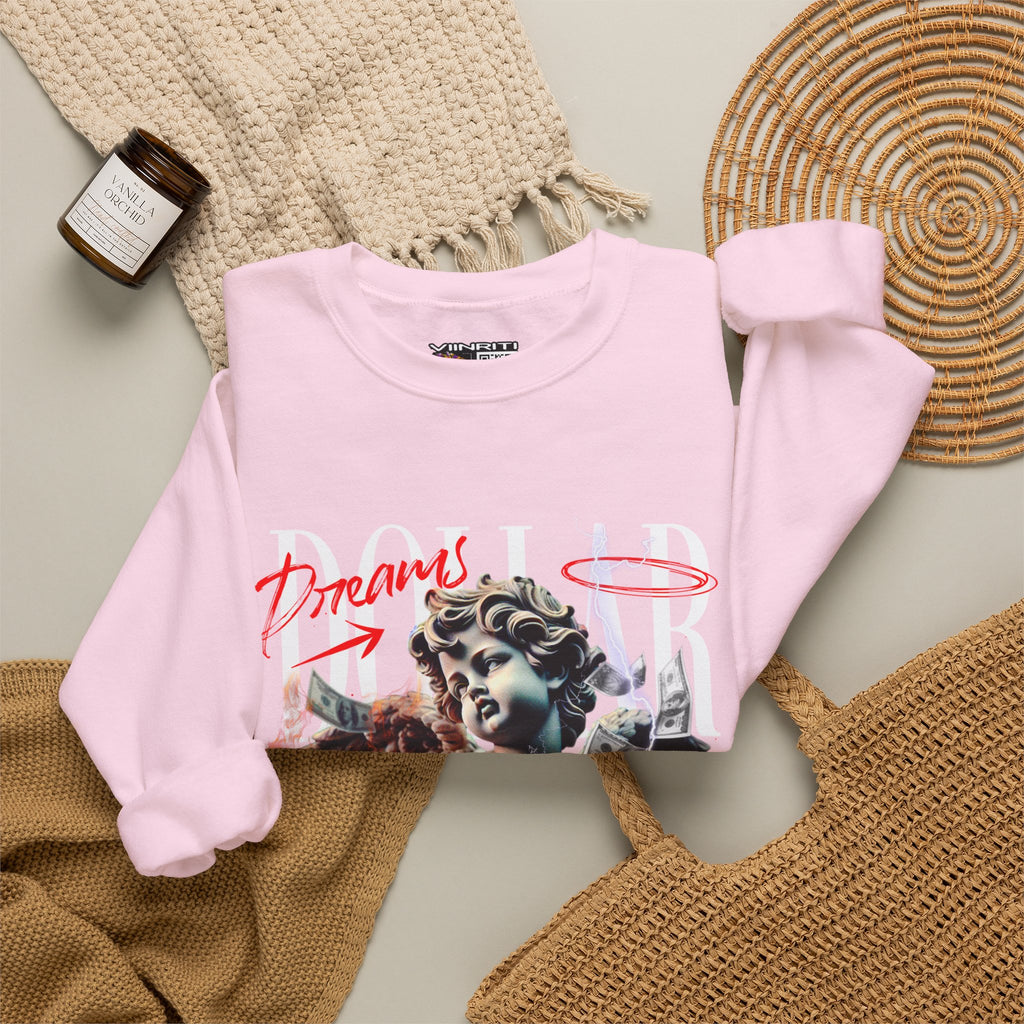 Crewneck Sweatshirt — 'Dollar' Statue Collage Graphic