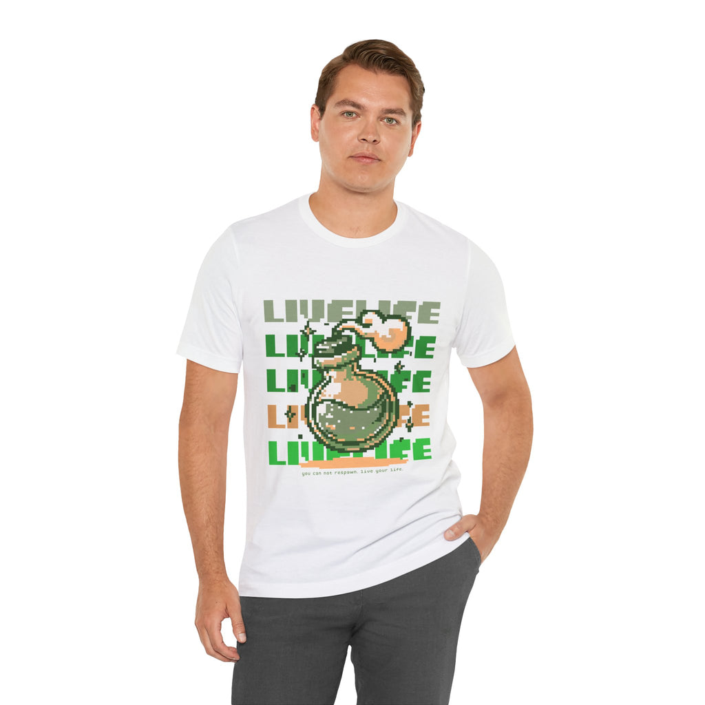 Live Life Pixel Frog Graphic Tee — Retro Gaming Nature T-Shirt