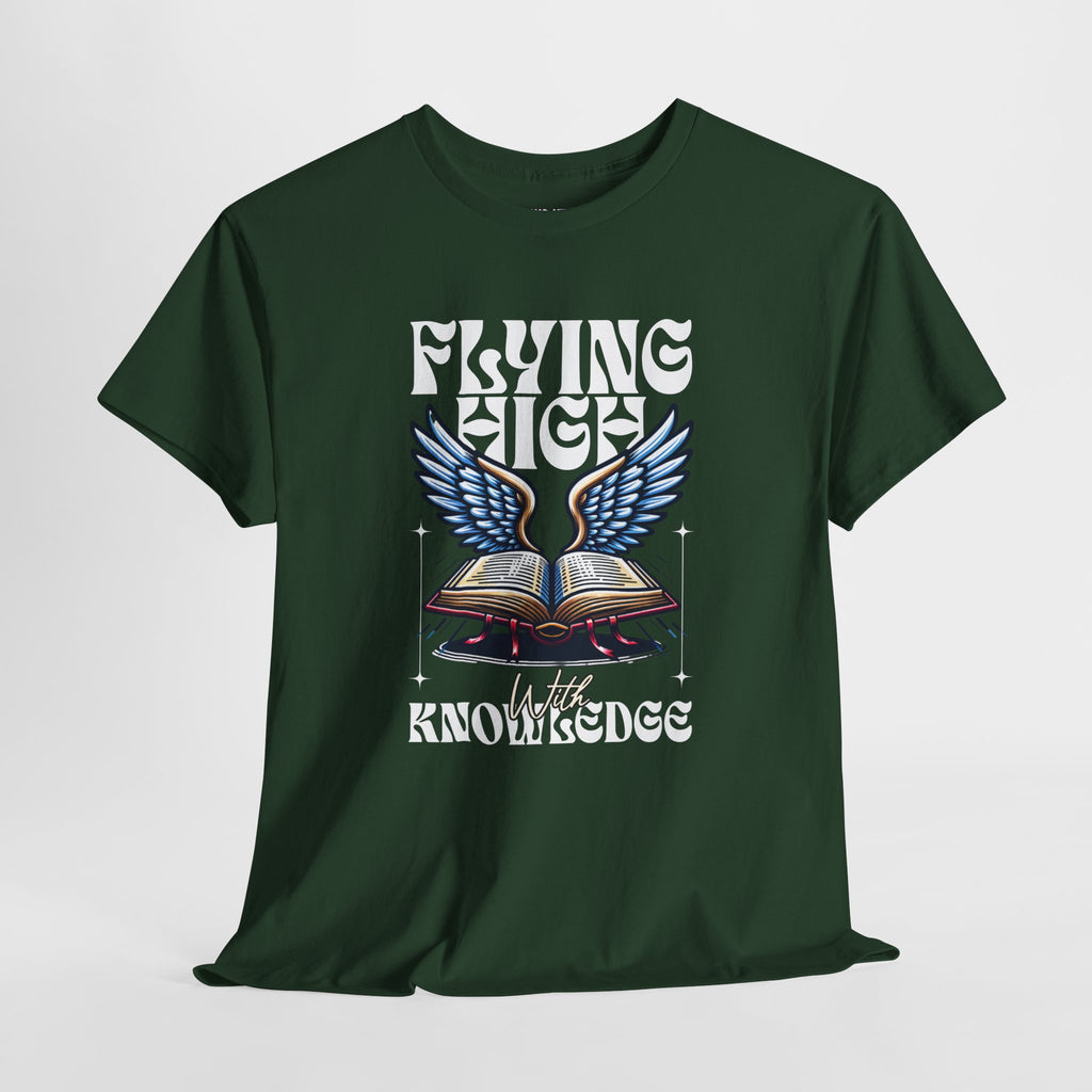""Flying High Knowledge T-Shirt — Vintage Winged Book Graphic Tee