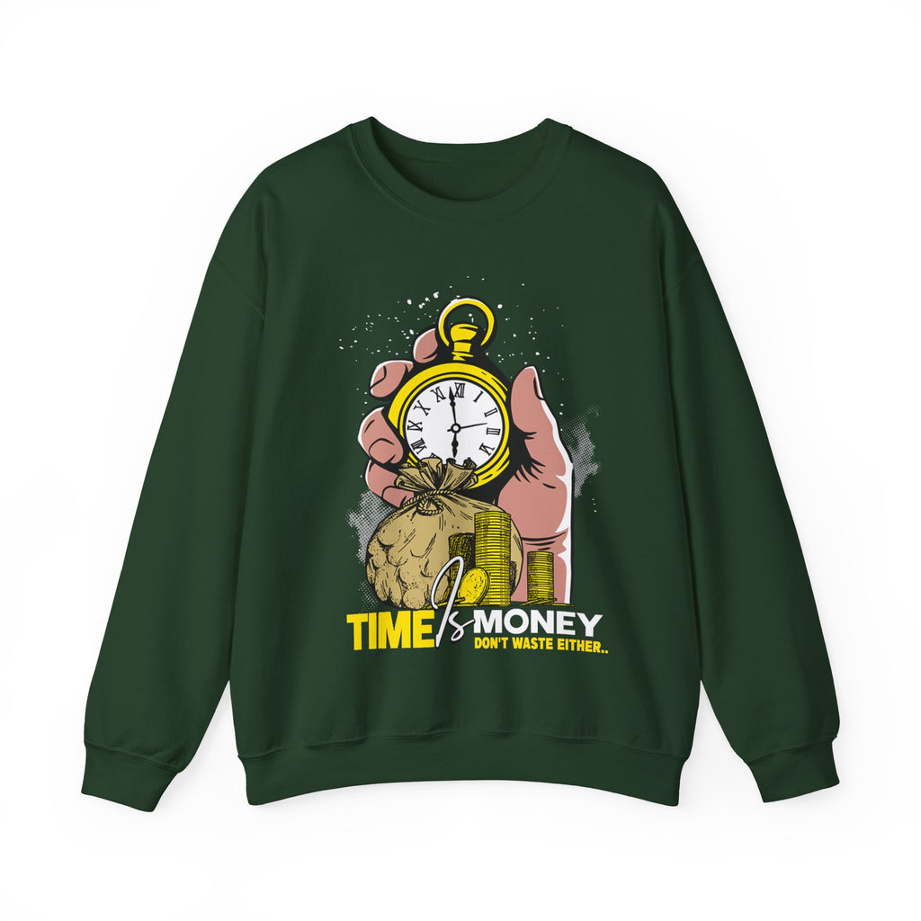 Time Is Money Crewneck Sweatshirt — Vintage Pocket Watch Graphic