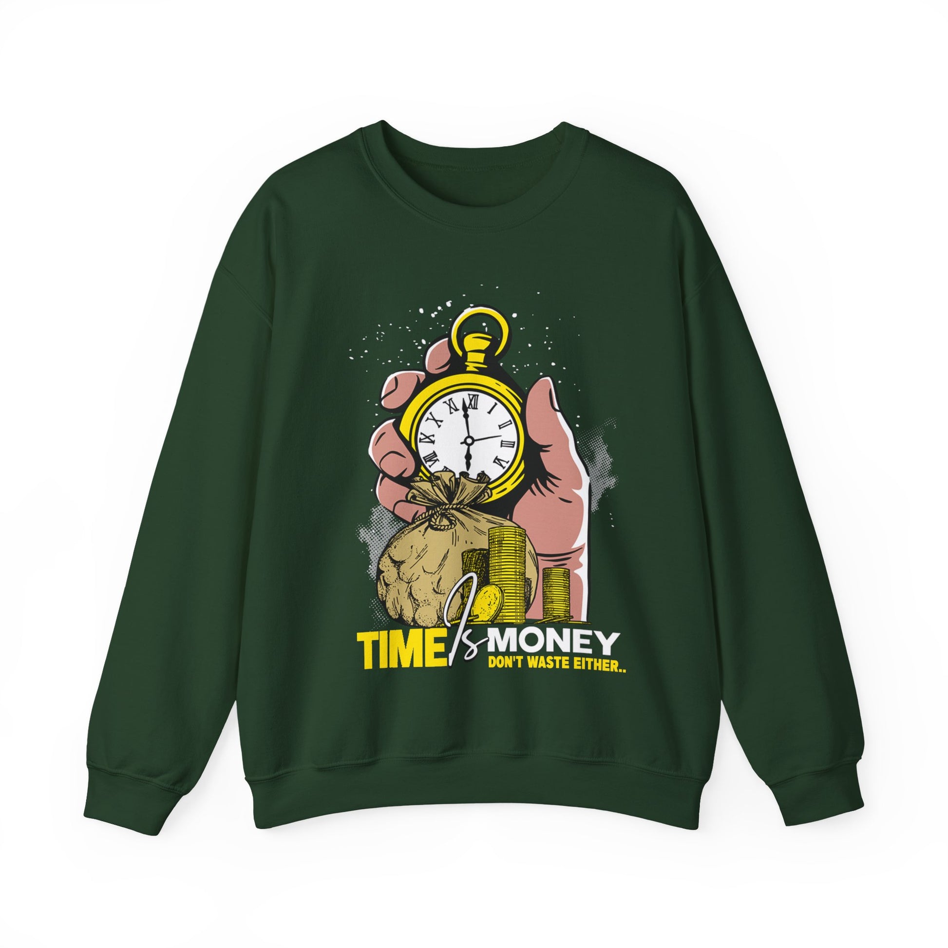 Time Is Money Crewneck Sweatshirt — Vintage Pocket Watch Graphic