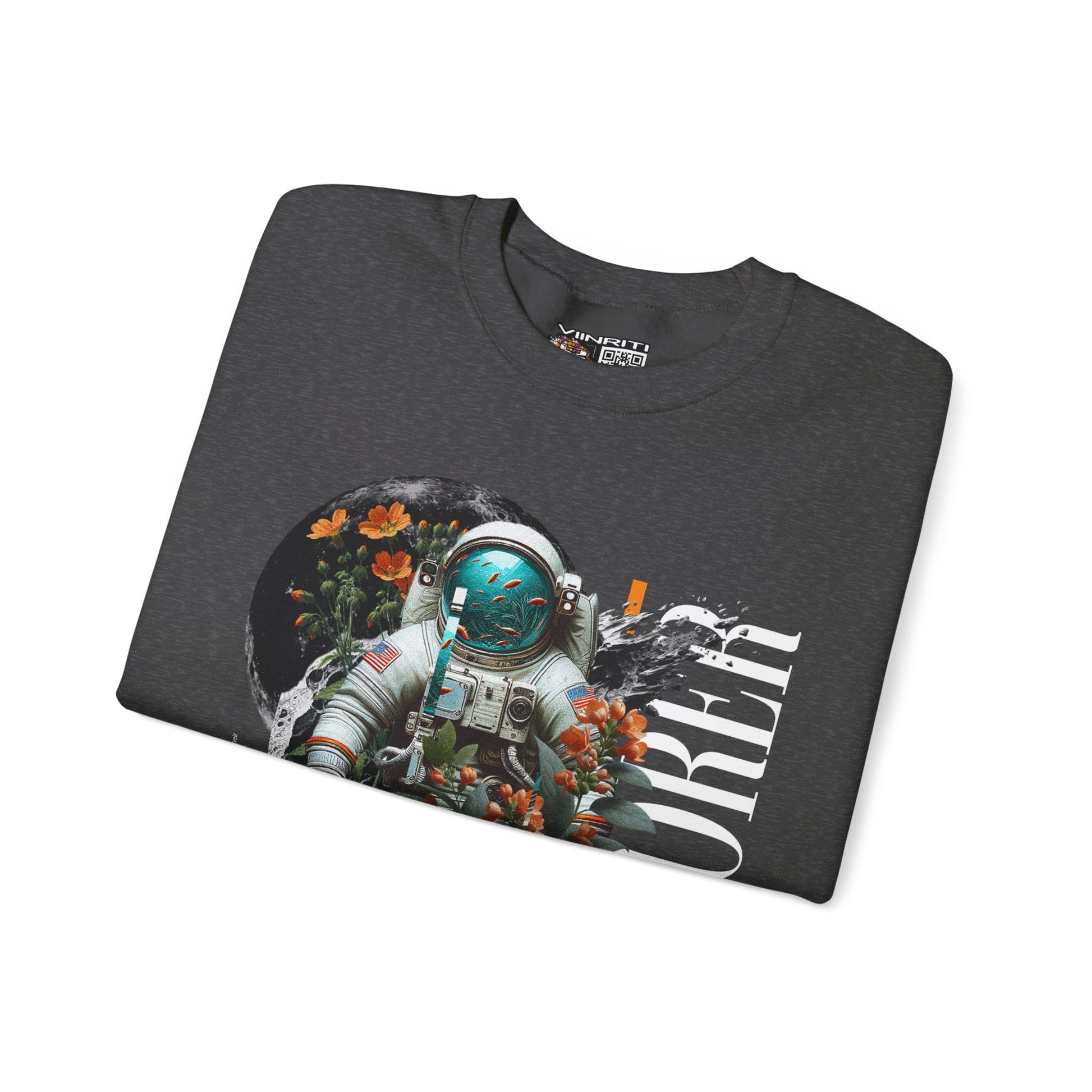 Astronaut Floral Crewneck Sweatshirt — Space Explorer Graphic Pullover